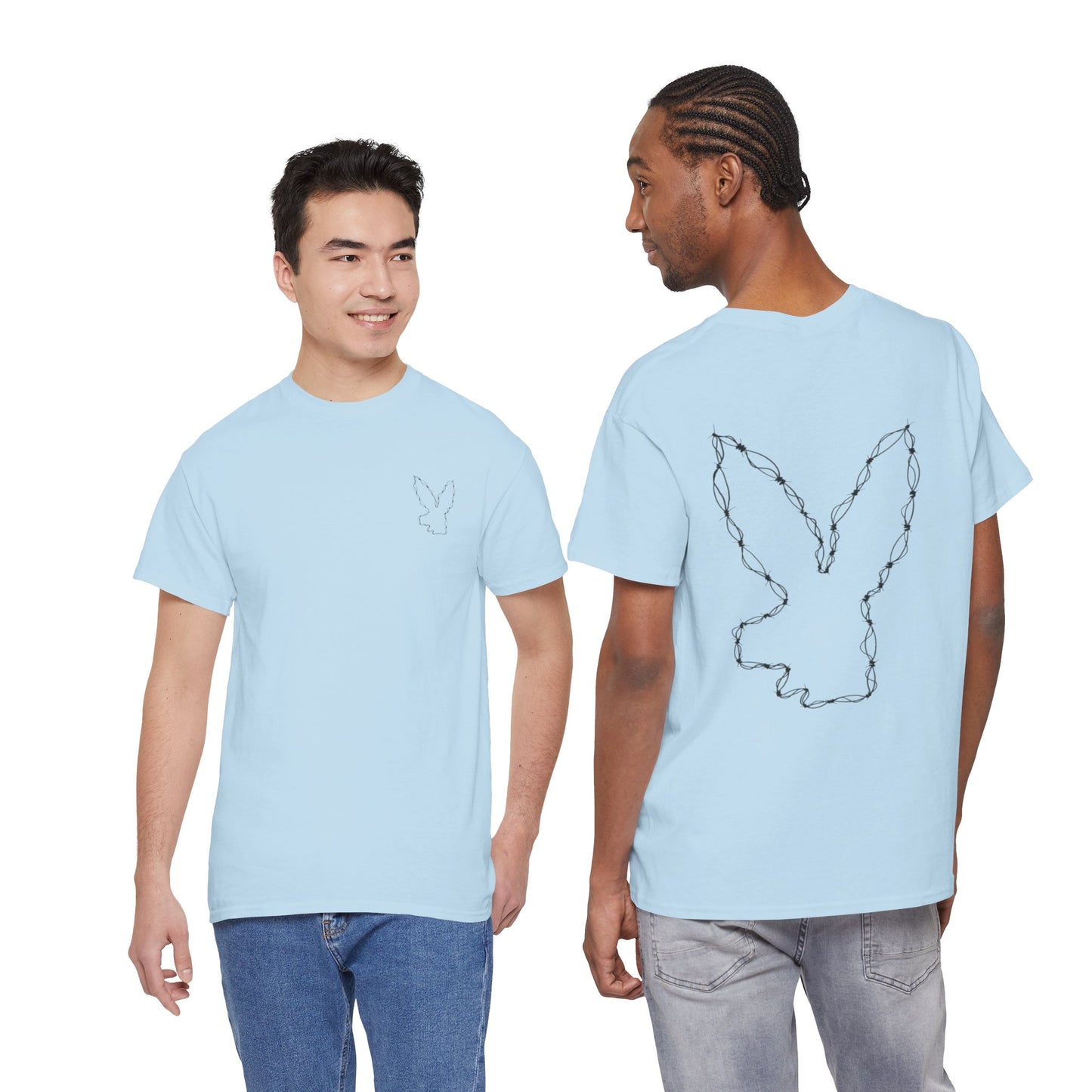 Bunny Outline Tee — Minimal Floral Rabbit Graphic T‑Shirt