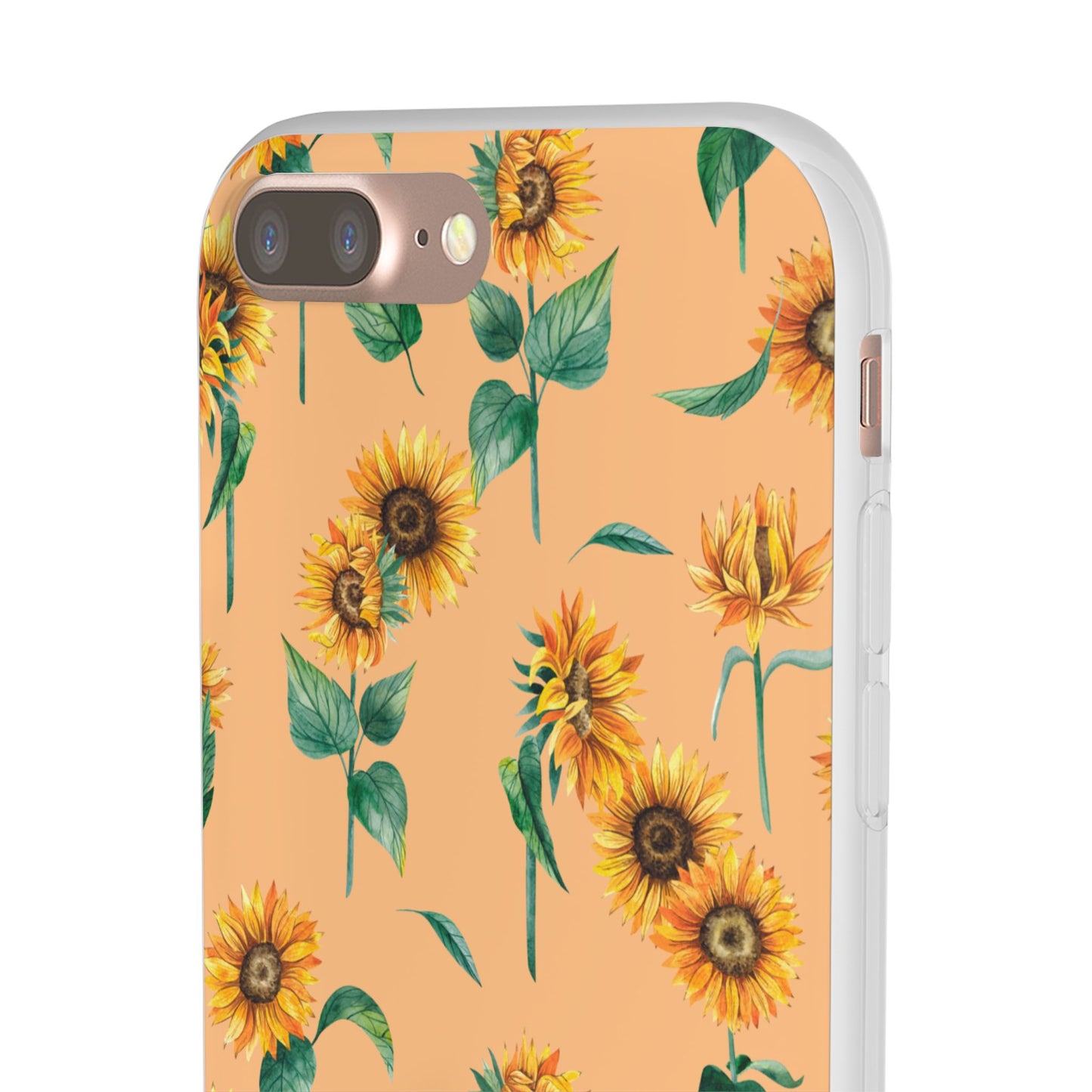 Sunflower Pattern Flexi Case — Floral Phone Case on Peach Background