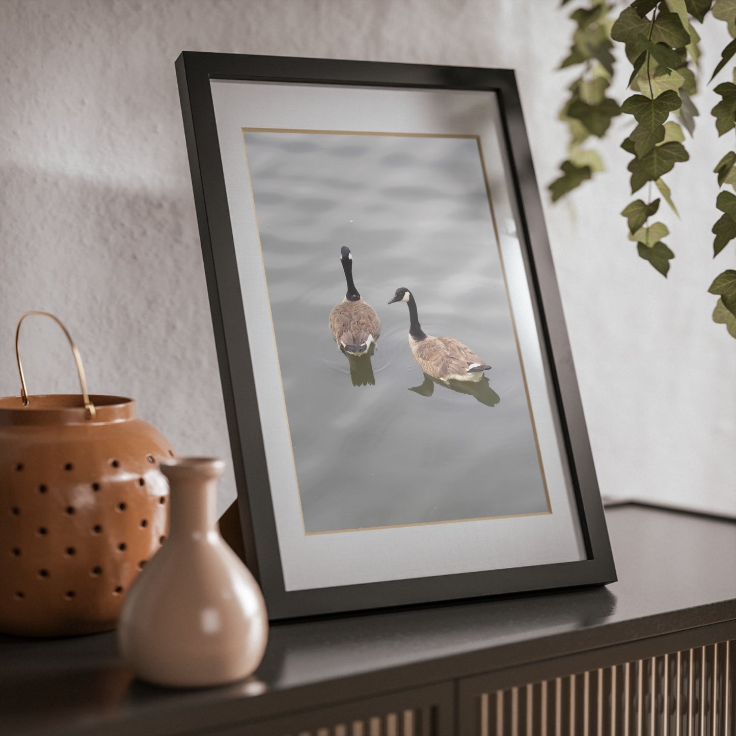 Black Framed Goose Photo Print — Minimal Wildlife Wall Art
