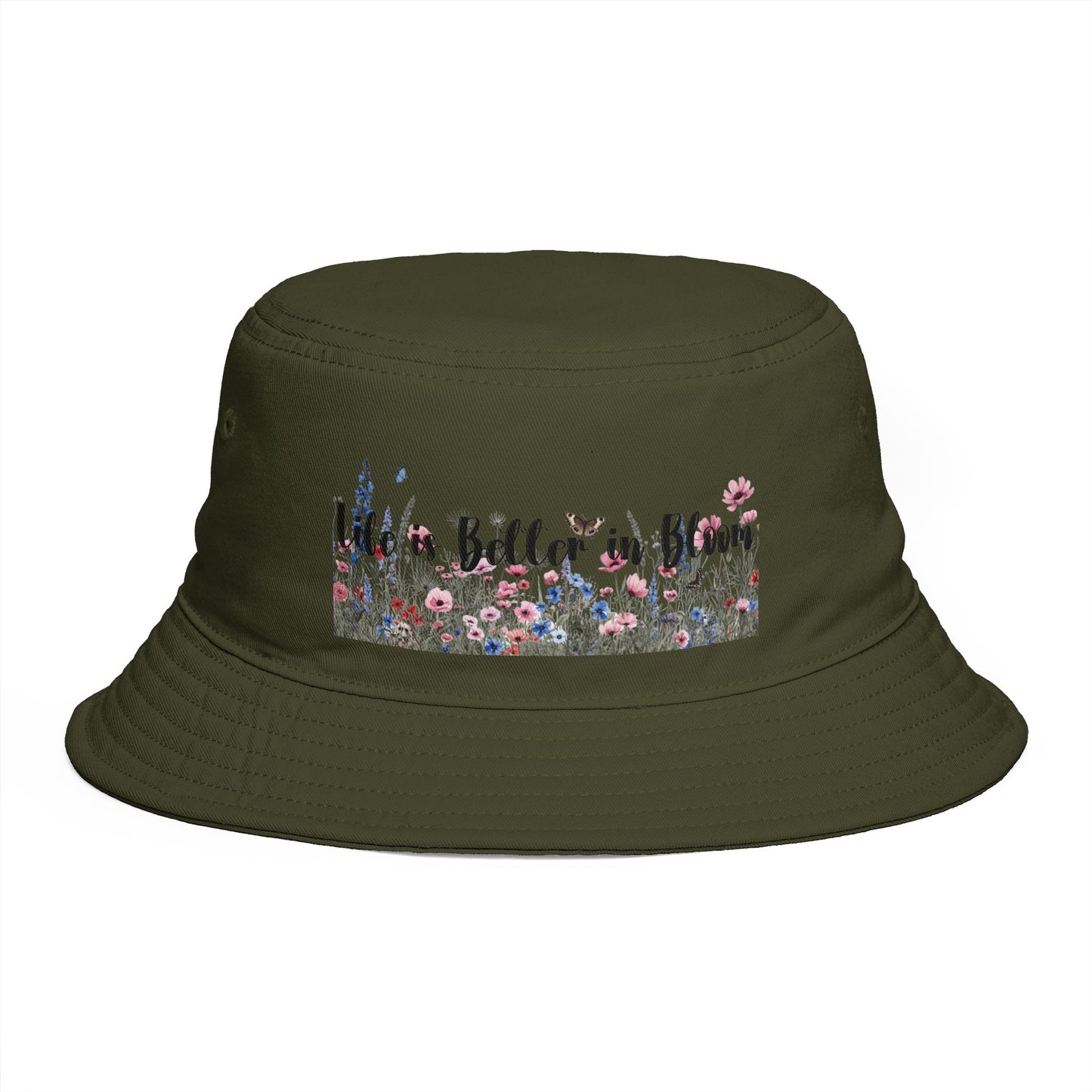 Bucket Hat — "Life's Better in Bloom" Floral Sun Hat