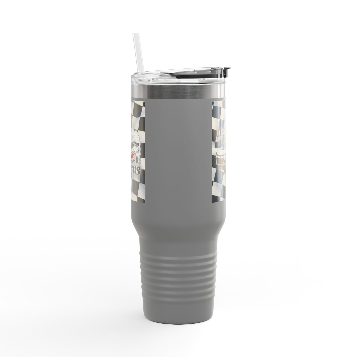 40oz Insulated Travel Mug — Racing Checkered Flag Design