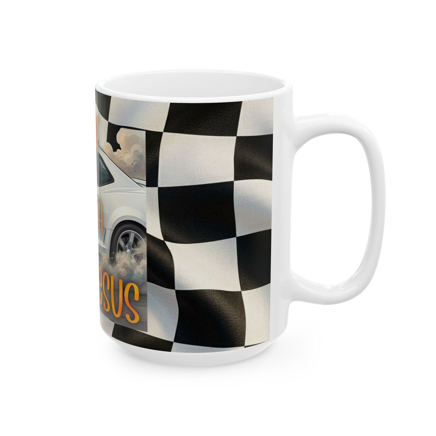 Driftin' With Jesus Ceramic Mug — Christian Racing Coffee Cup (11oz, 15oz)