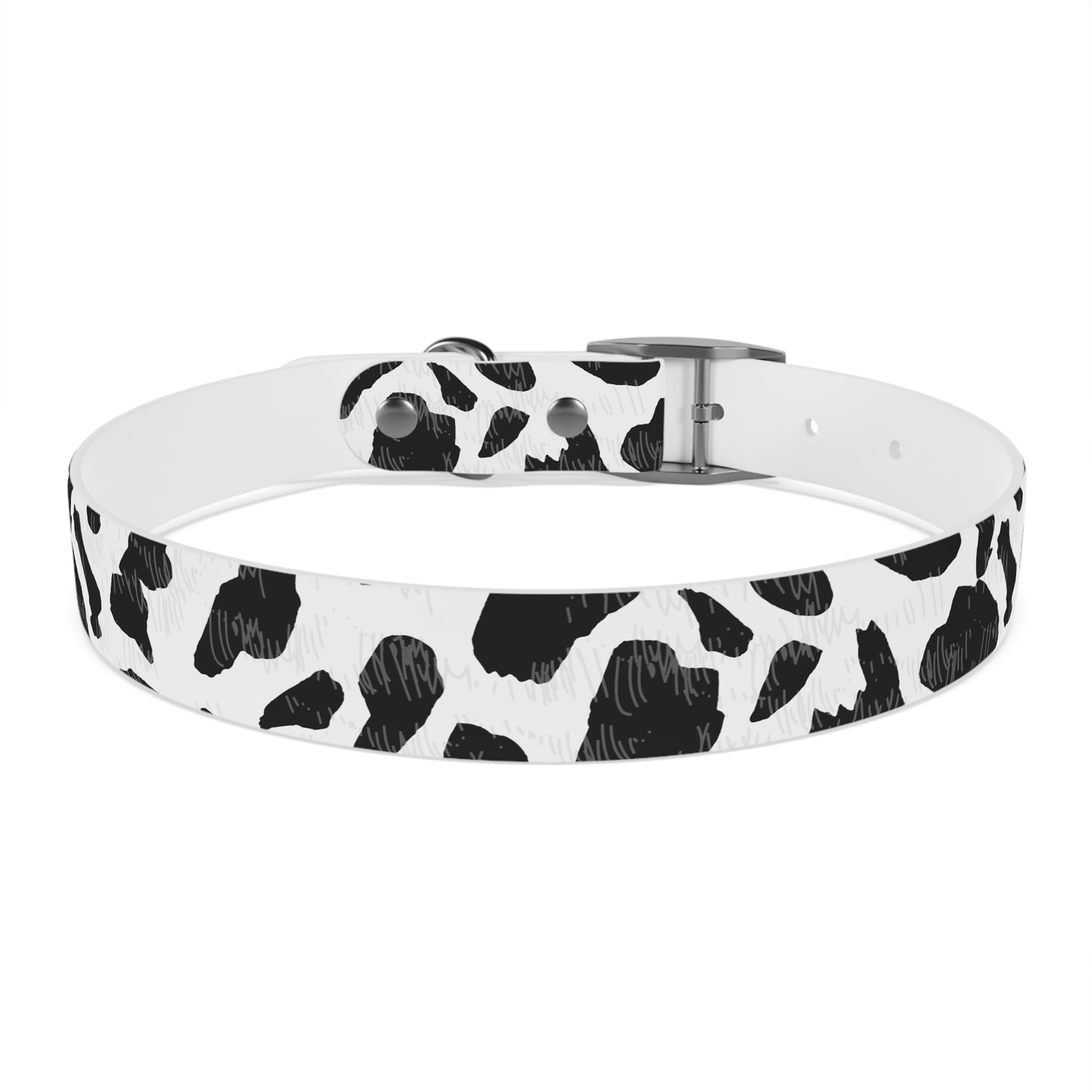 Cow Print Dog Collar — Black & White Spot Pattern