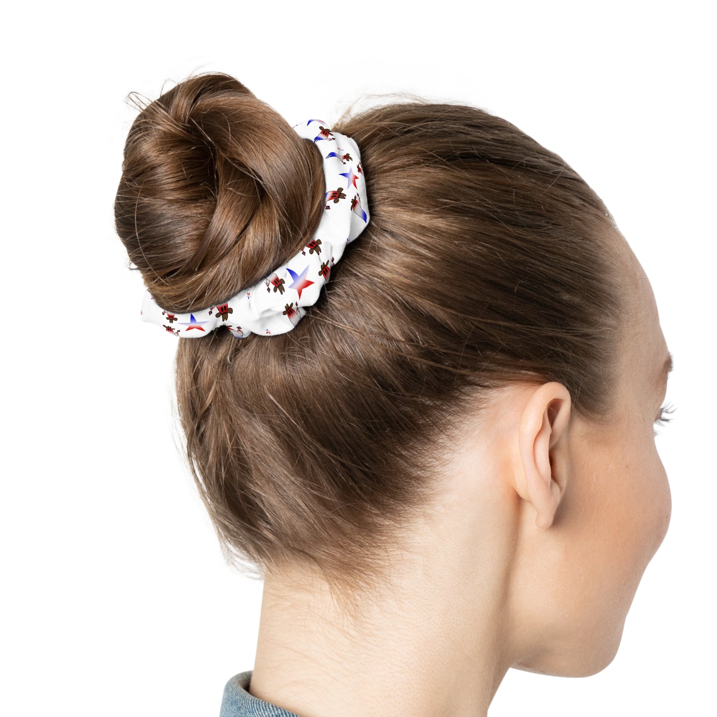 Patriotic Red White Blue Rocket Scrunchie — 4th of July Hair Tie