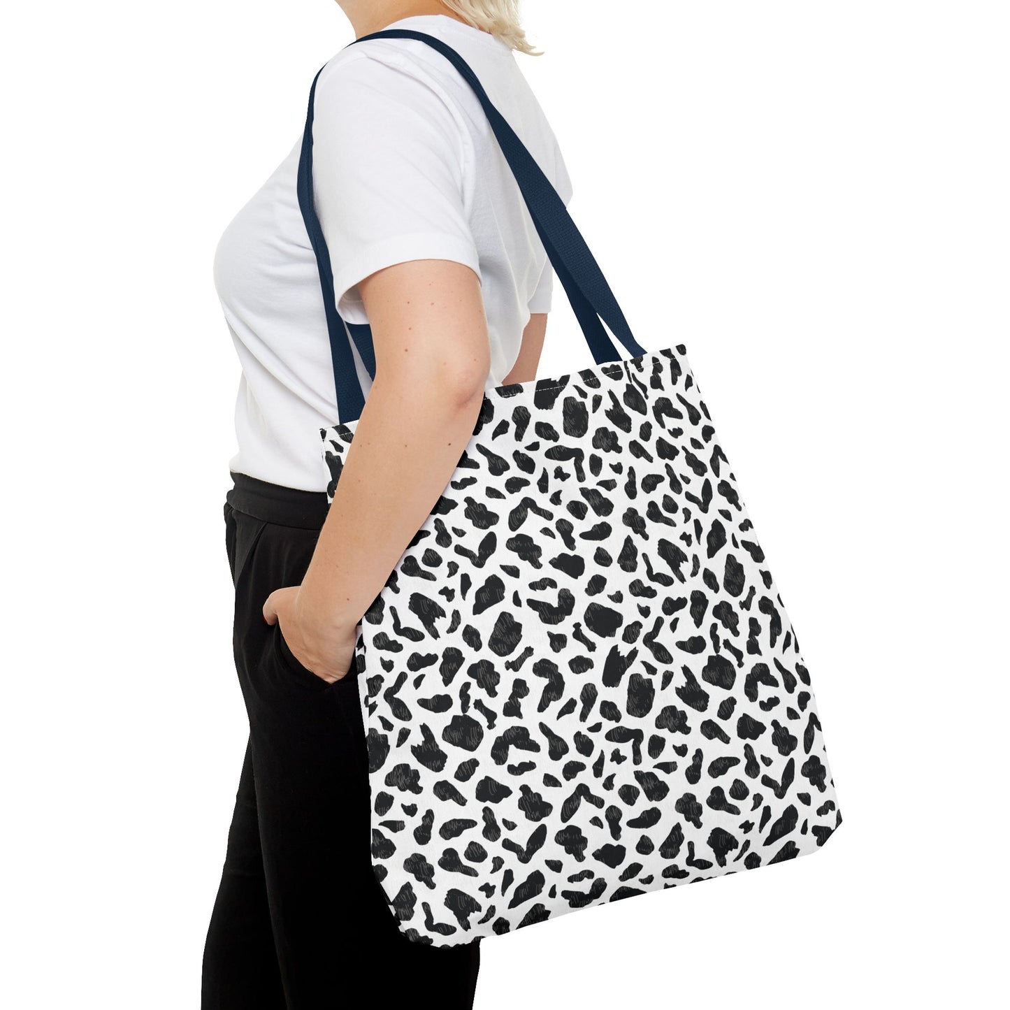Cow Print Tote Bag – Black & White AOP Canvas Tote