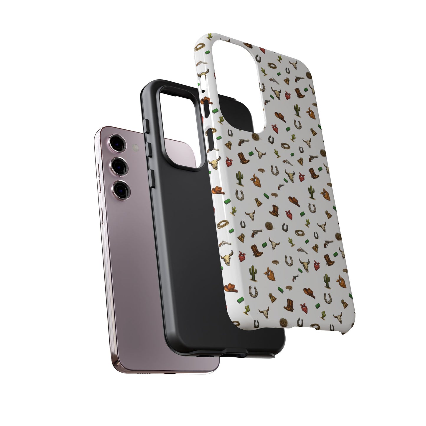 Western Pattern Phone Case — Cowboy Boots, Hats, Horseshoes & Cactus Tough Case