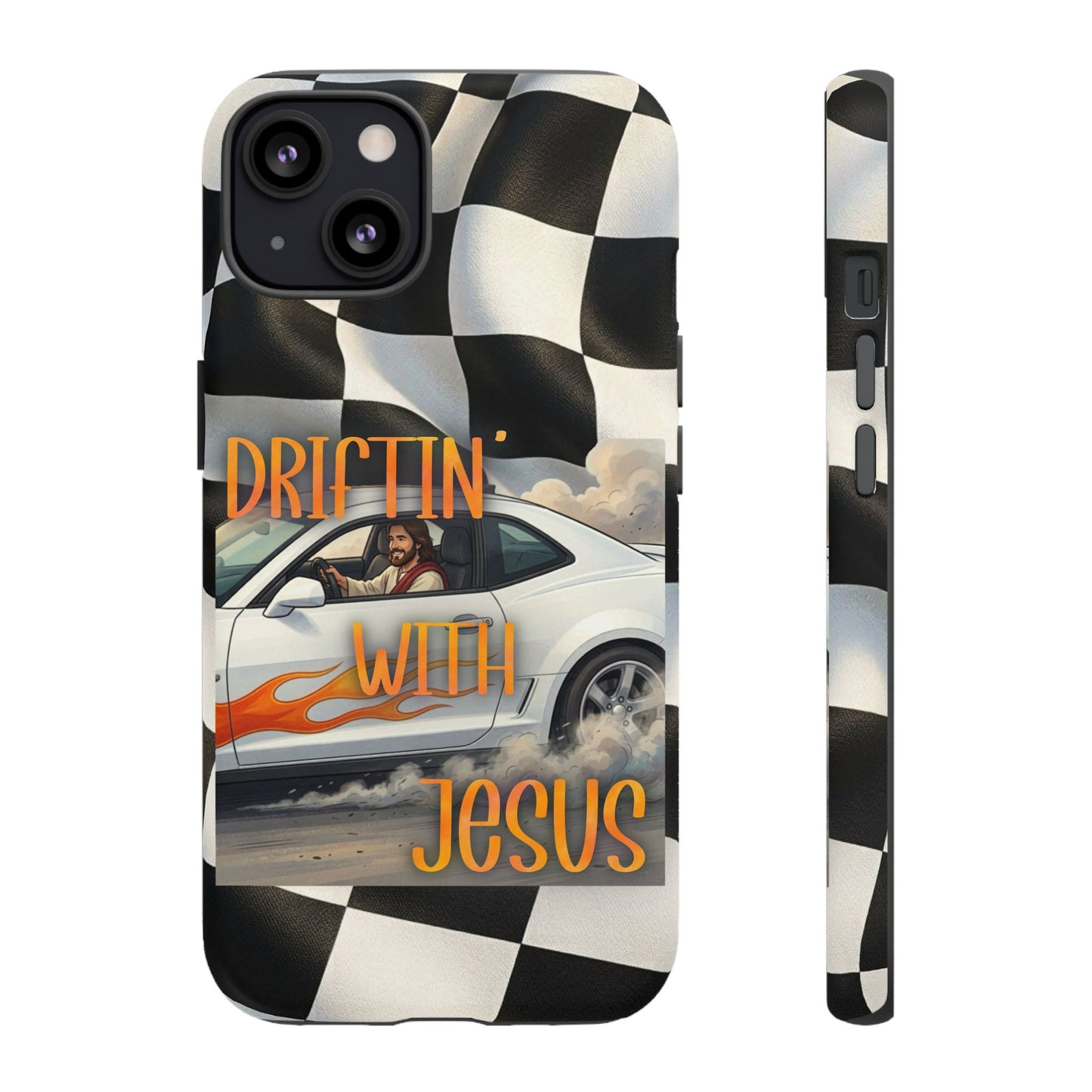 Phone Case — "Driftin' with Jesus" Racing Flag Design- iPhone