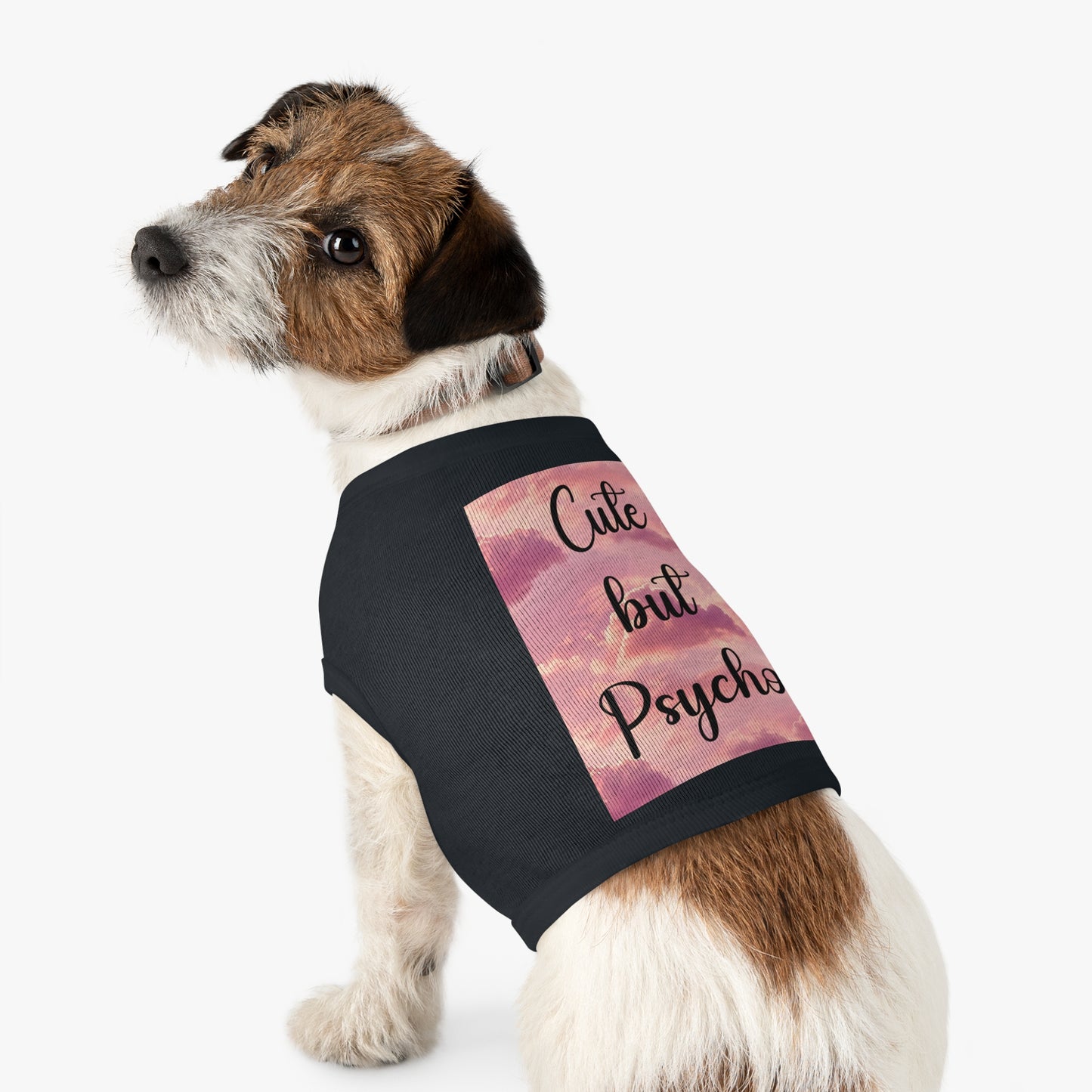 Pet Tank Top - "Cute But Psycho" Pink Cloud Graphic
