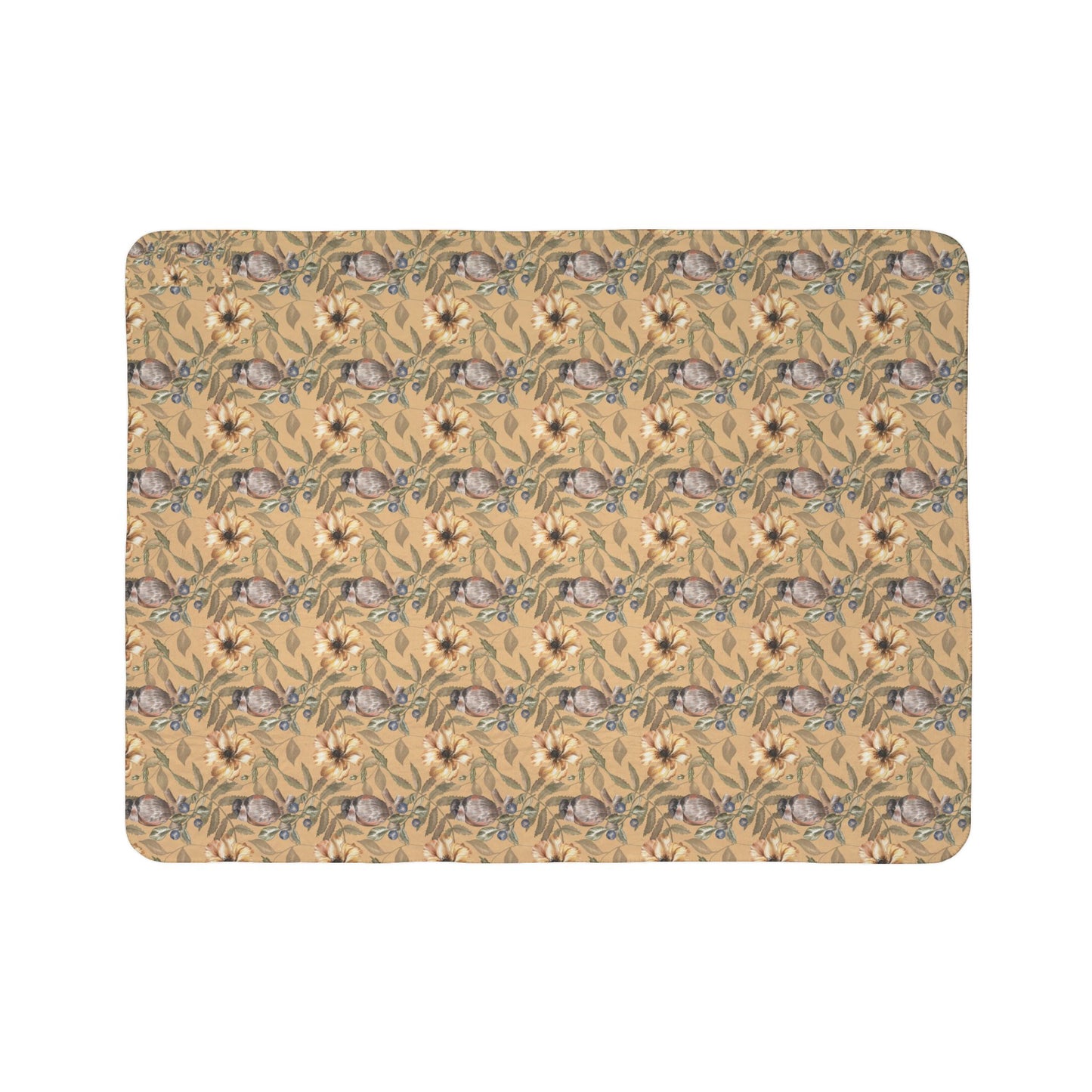 Vintage Floral Sherpa Blanket – Cozy Botanical Throw