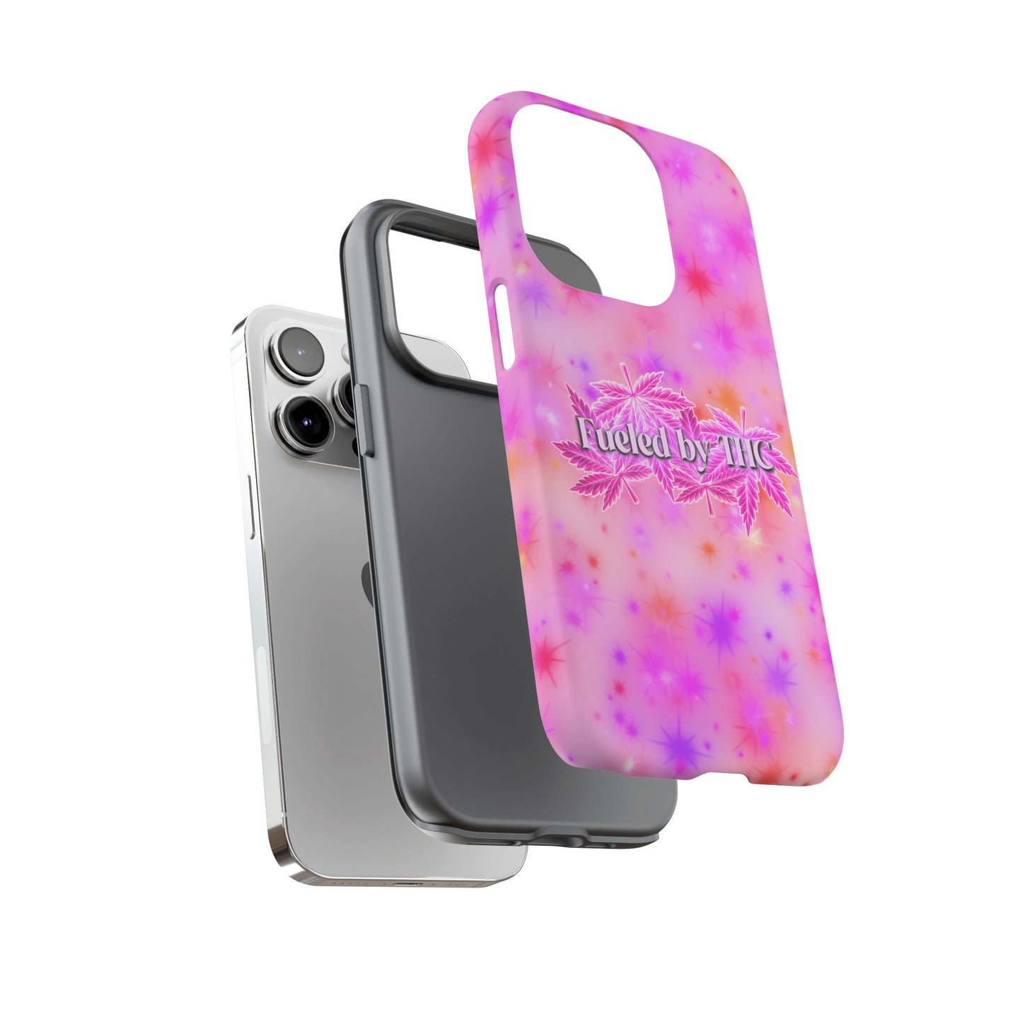 Fueled by THC Phone Case — Pink Cannabis Leaf Protective Case