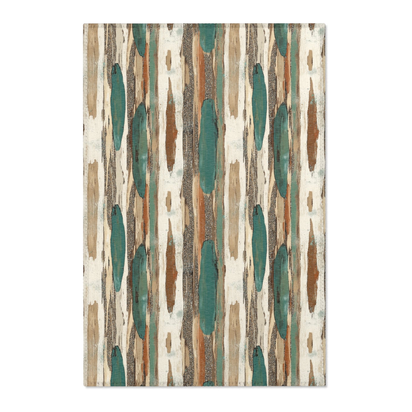 Boho Teal & Rust Brushstroke Area Rug