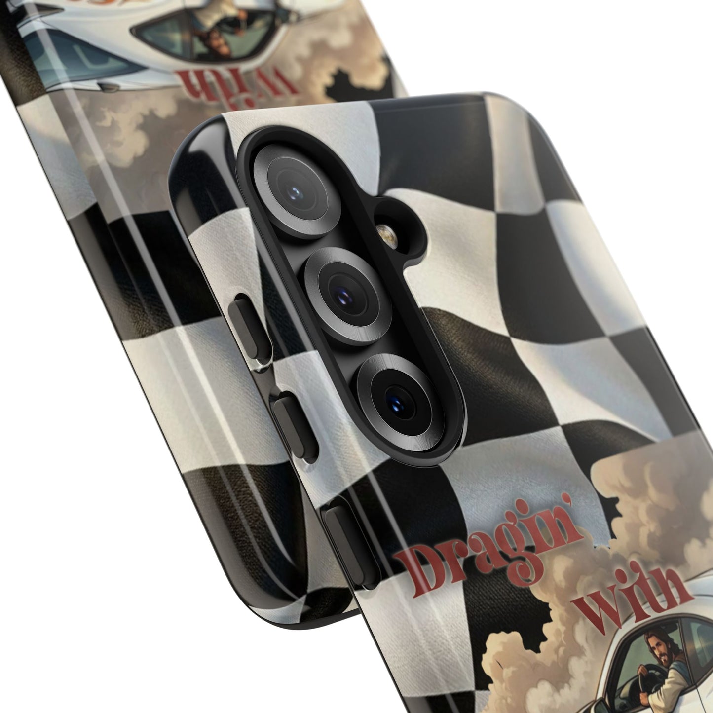 Phone Case — "Dragin' With Jesus" Racing Checkered flag - Samsung / Google phones