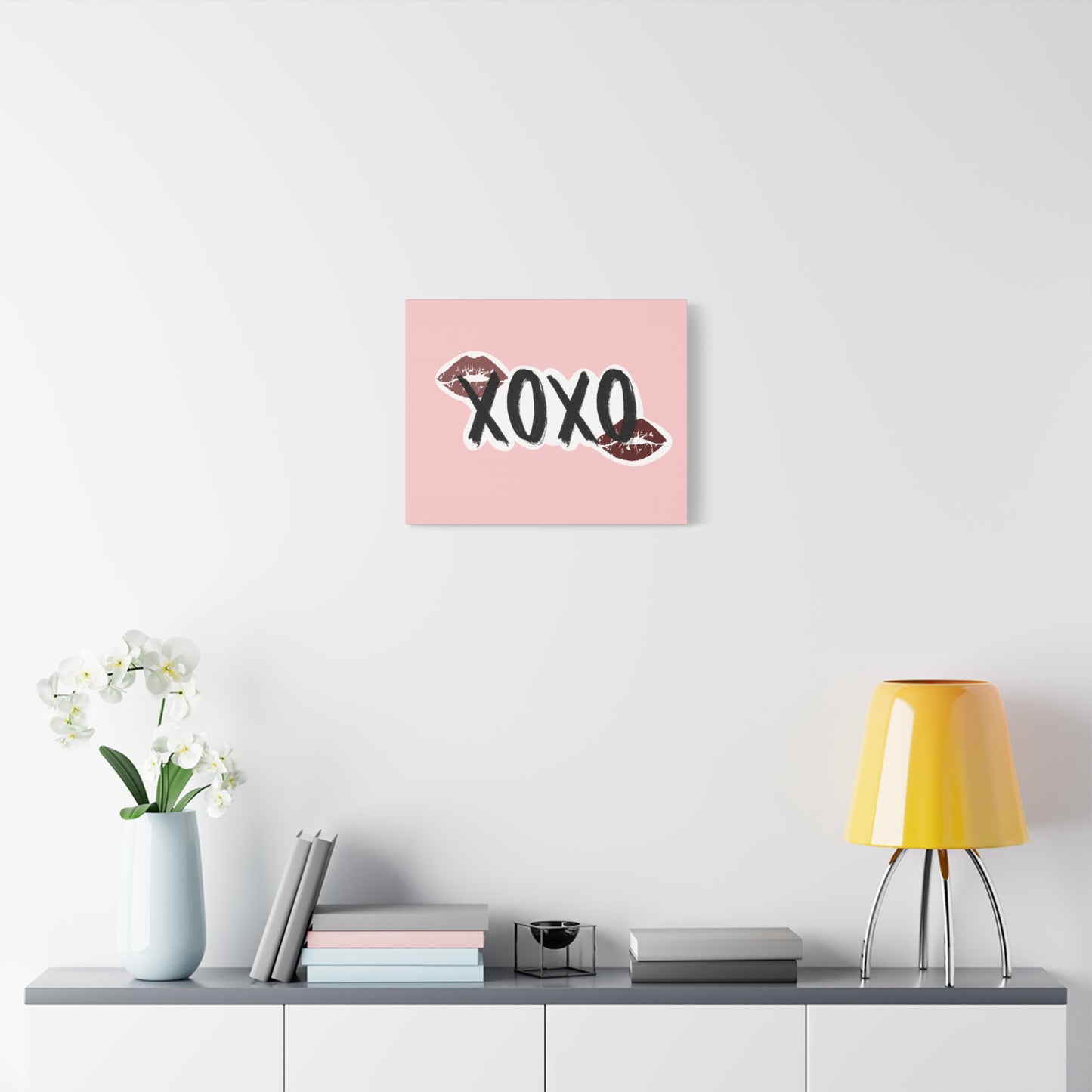 XOXO Kiss Wall Canvas — Pink Romantic Home Décor for Valentine’s Day