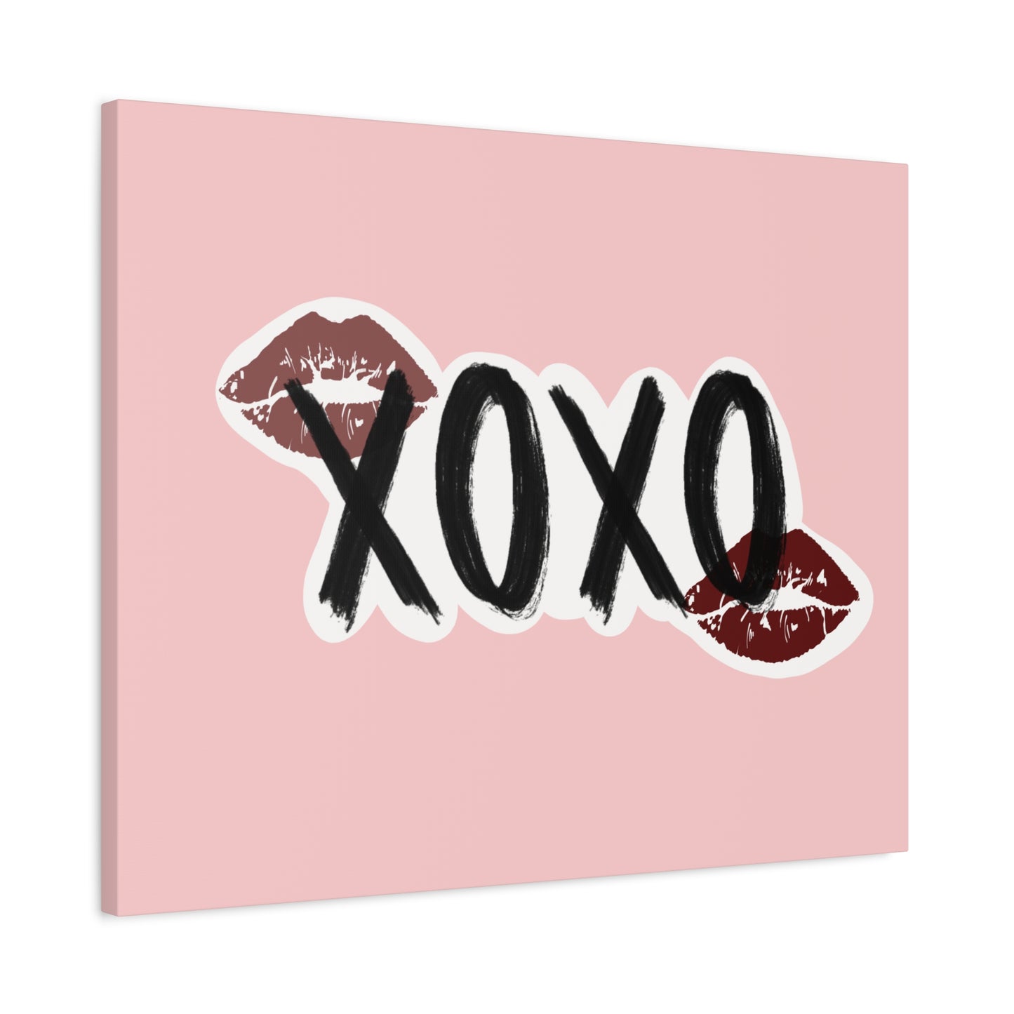 XOXO Kiss Wall Canvas — Pink Romantic Home Décor for Valentine’s Day