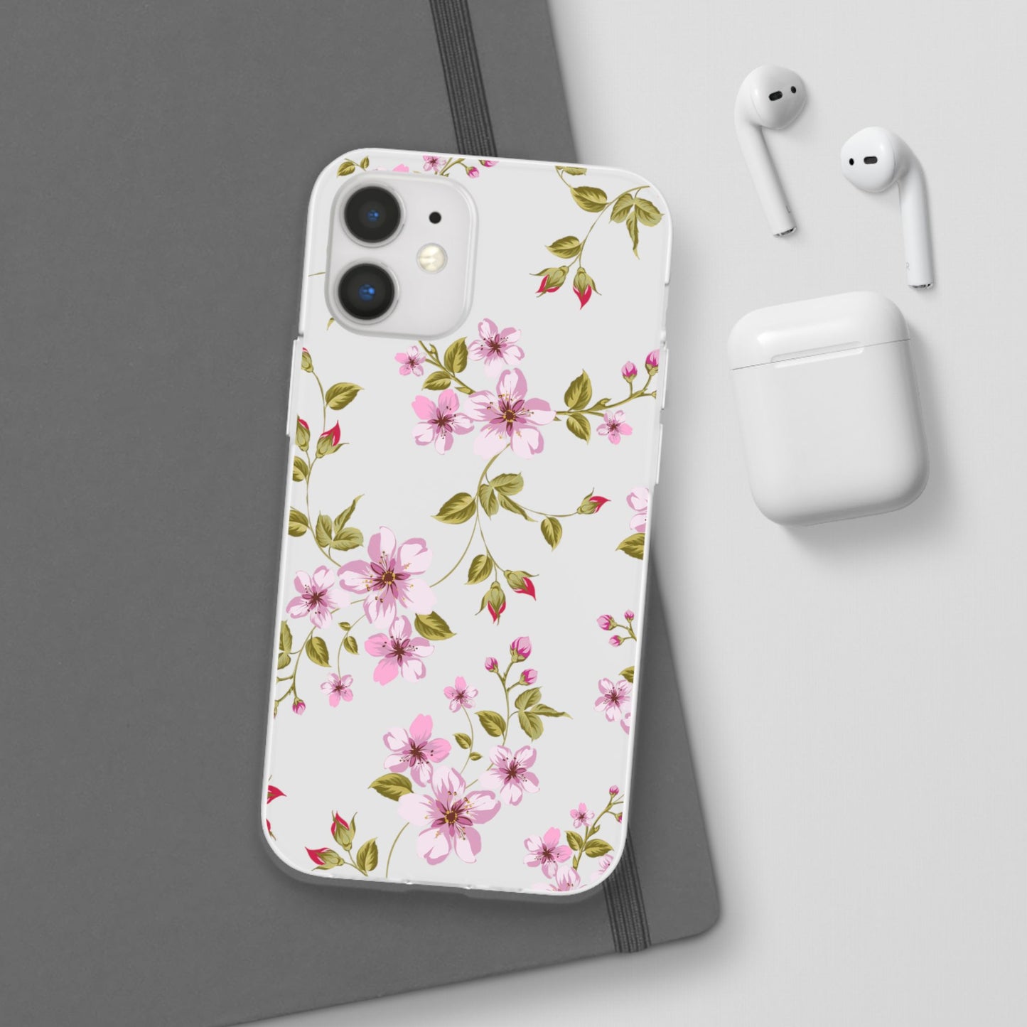Floral Pink Blossom Flexi Case — Slim Protective Phone Case with Watercolor Cherry Blossom Design
