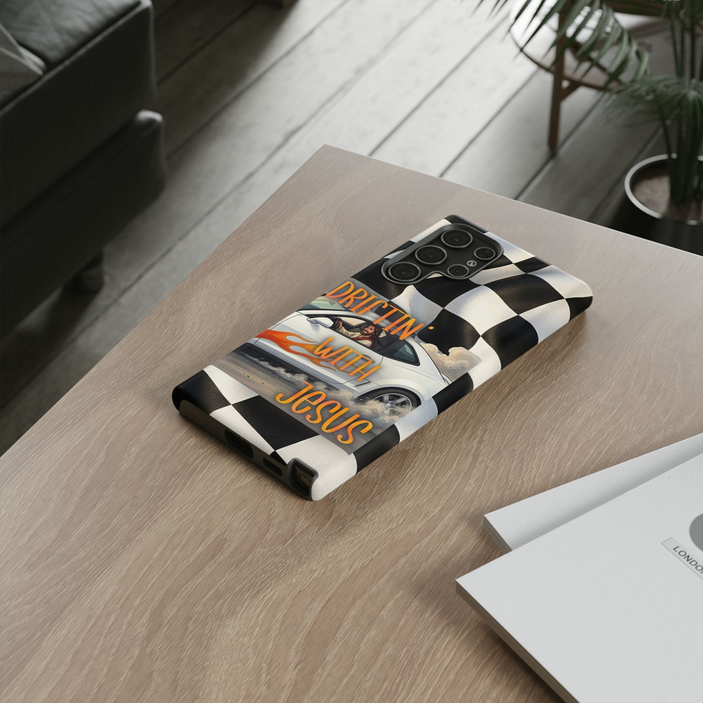 Phone Case — "Driftin' With Jesus" Racing Crosscheck Design - Samsung/ Google phones