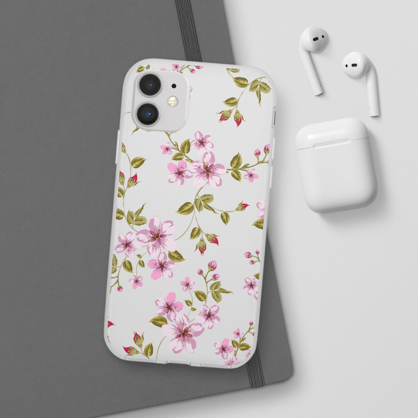 Floral Pink Blossom Flexi Case — Slim Protective Phone Case with Watercolor Cherry Blossom Design