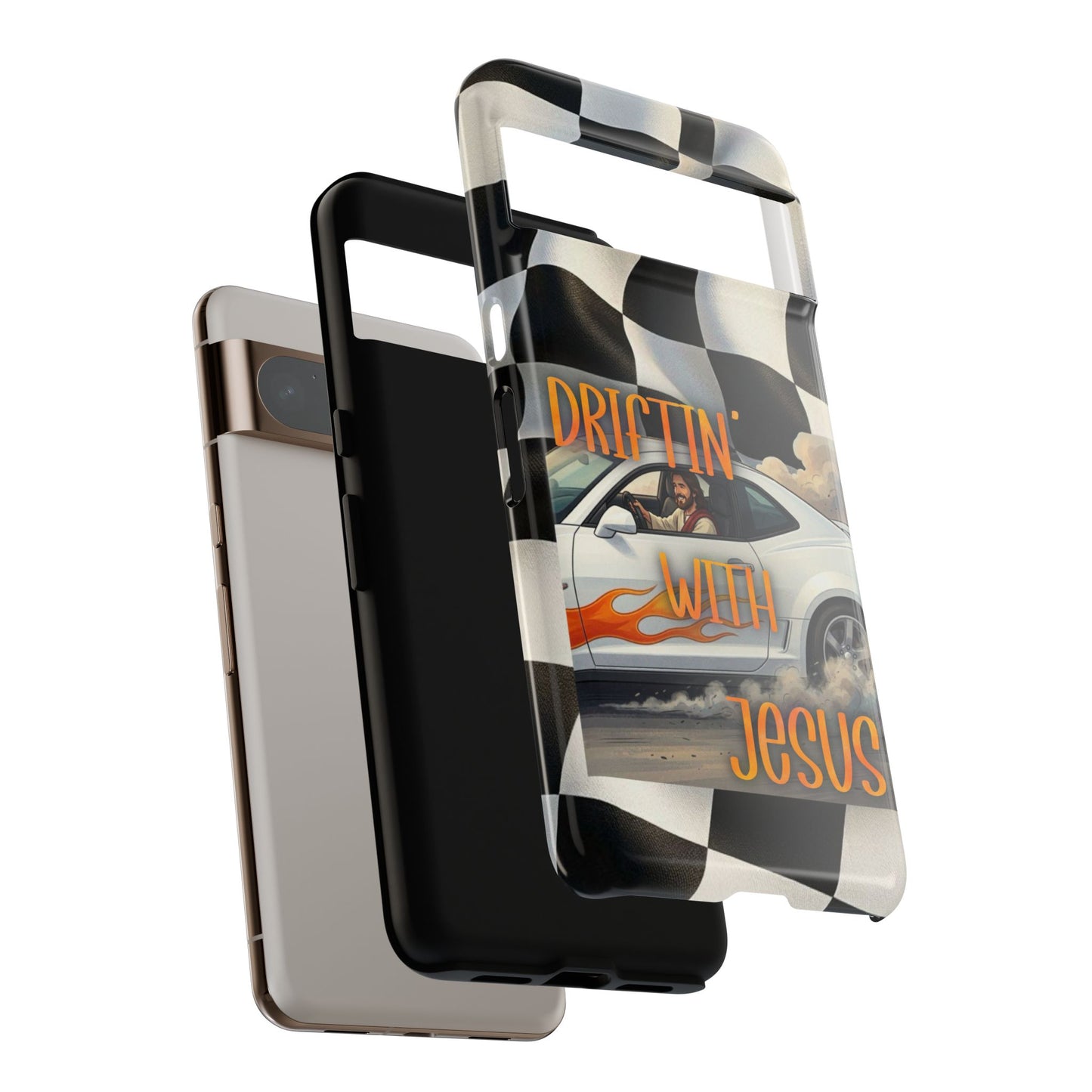 Phone Case — "Driftin' With Jesus" Racing Crosscheck Design - Samsung/ Google phones