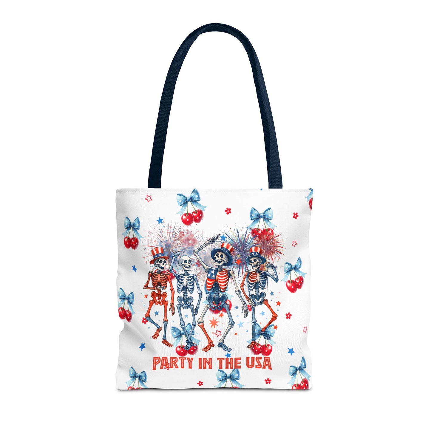 Patriotic Skeletons Tote Bag — "Party in the USA" 4th of July All-Over Print