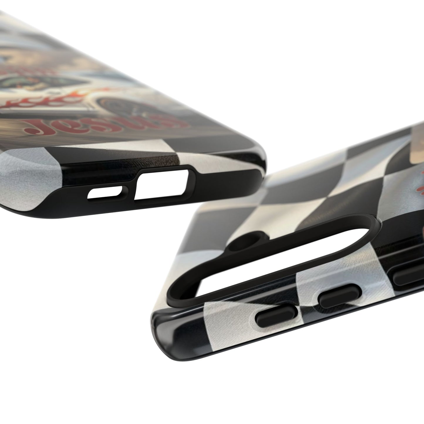 Phone Case — "Dragin' With Jesus" Racing Checkered flag - Samsung / Google phones