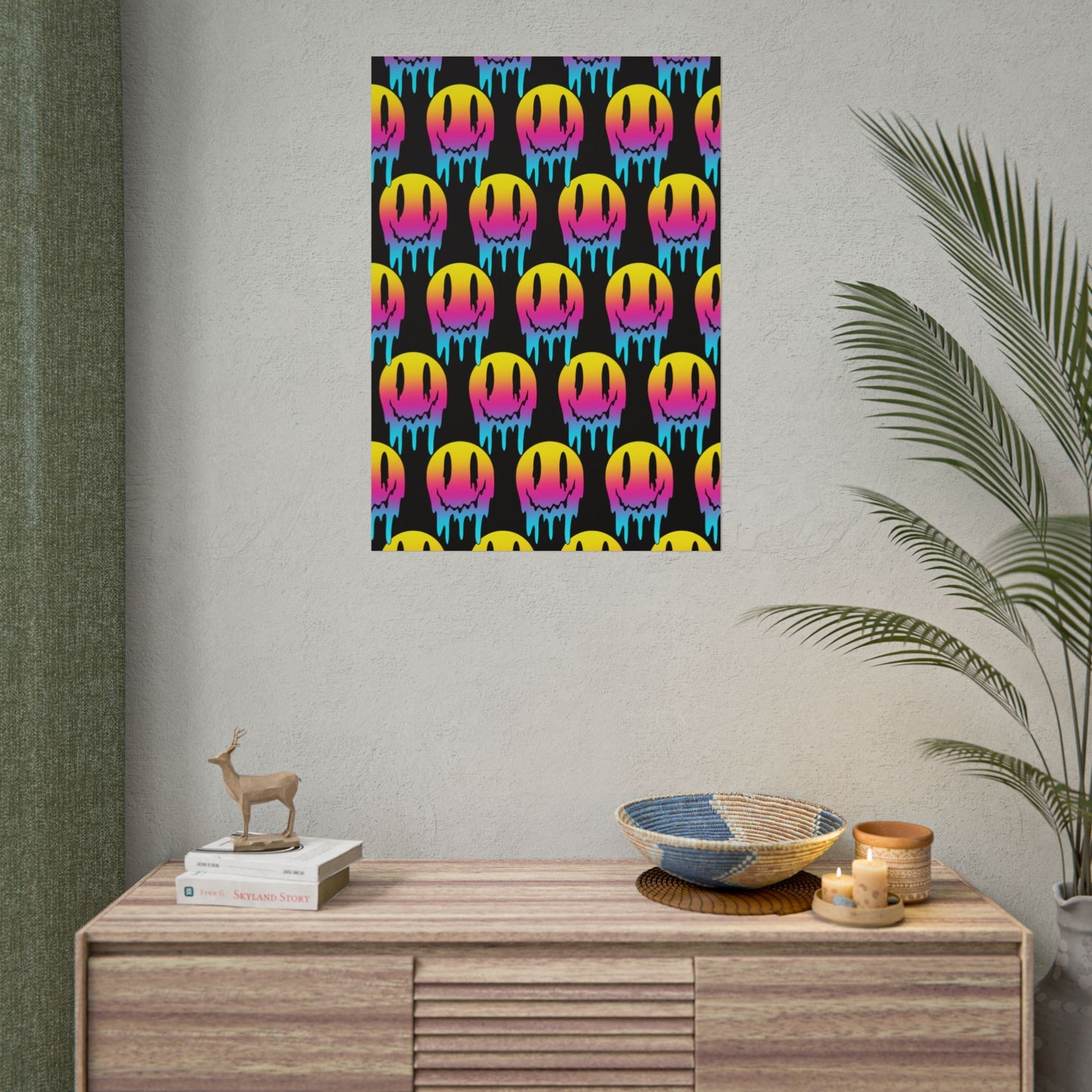 Neon Drip Smiley Poster