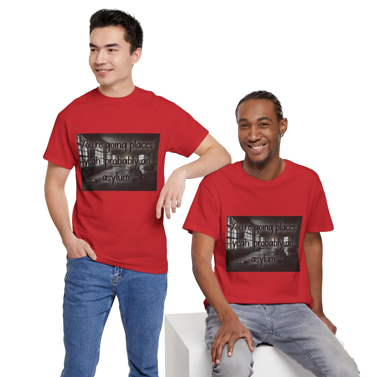 Dark Asylum Photo Tee — "You're Going Places, Yeah Probably the Asylum"