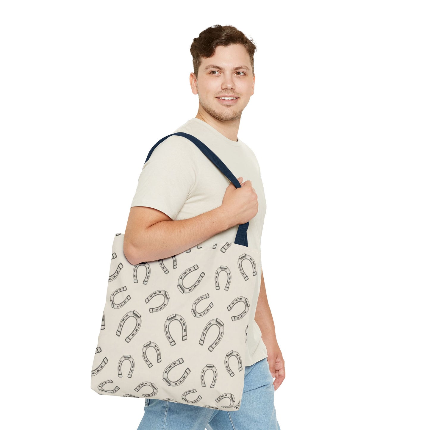 Horseshoe Pattern Tote Bag – Lucky Neutral Printed Canvas Tote