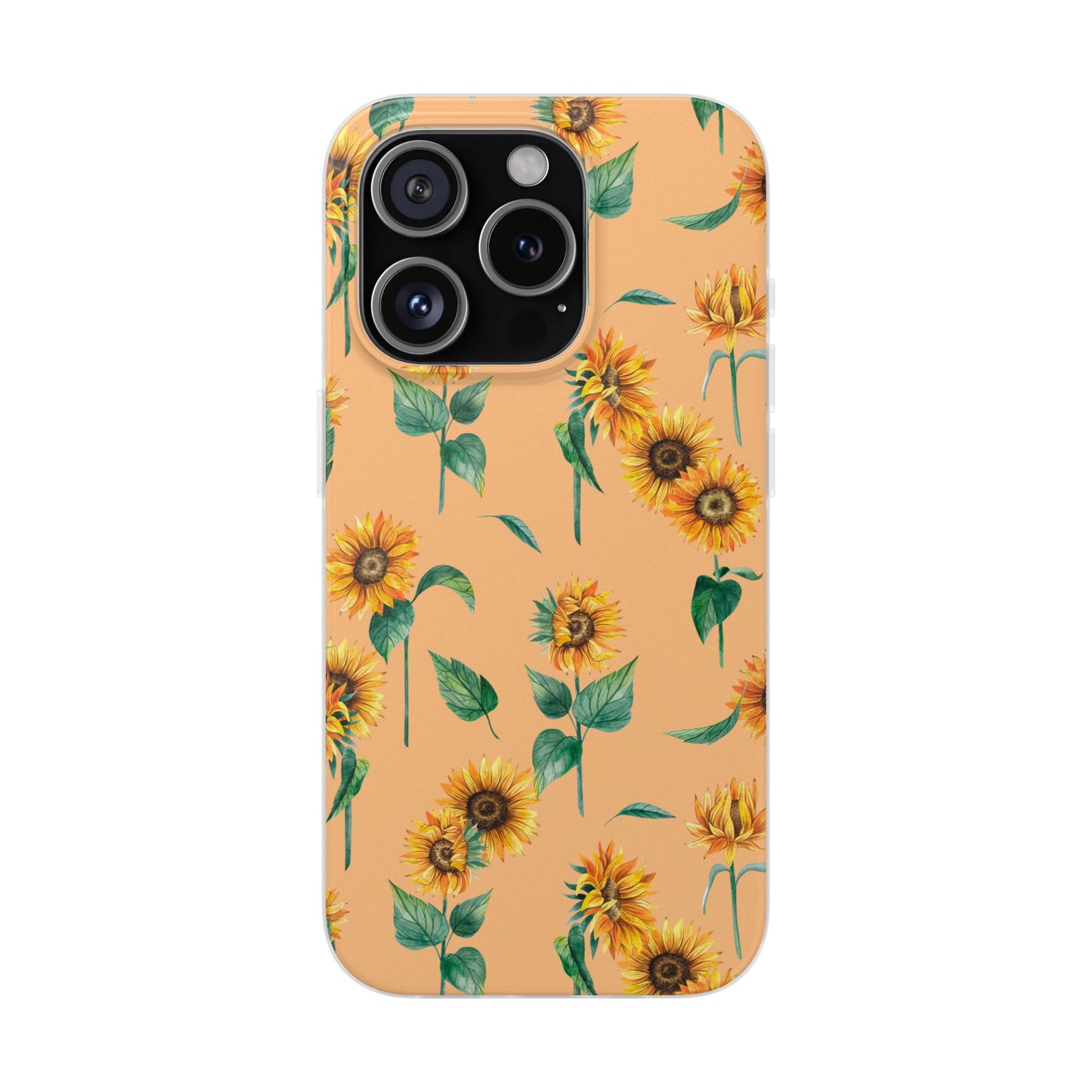 Sunflower Pattern Flexi Case — Floral Phone Case on Peach Background