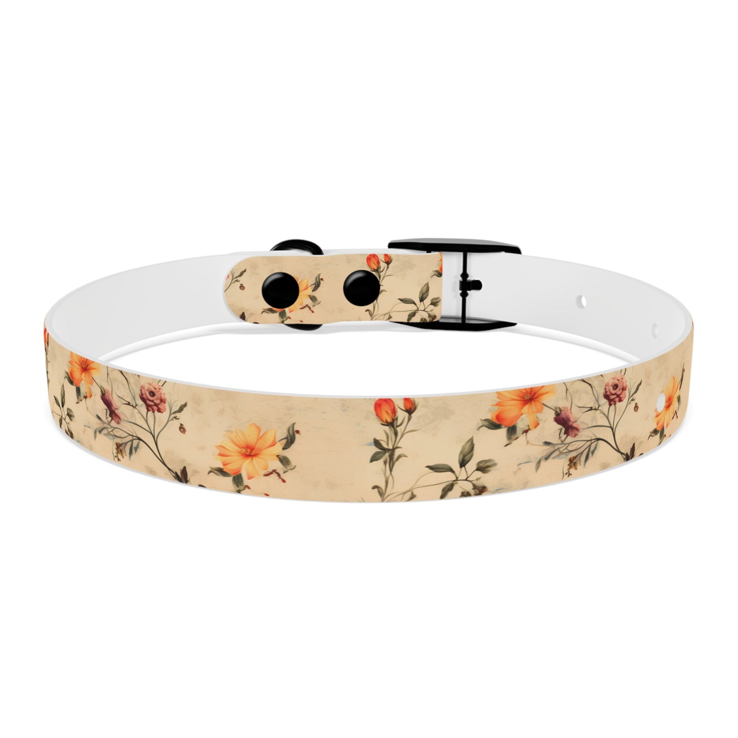 Floral Vintage Dog Collar – Peach Rose Print Pet Collar