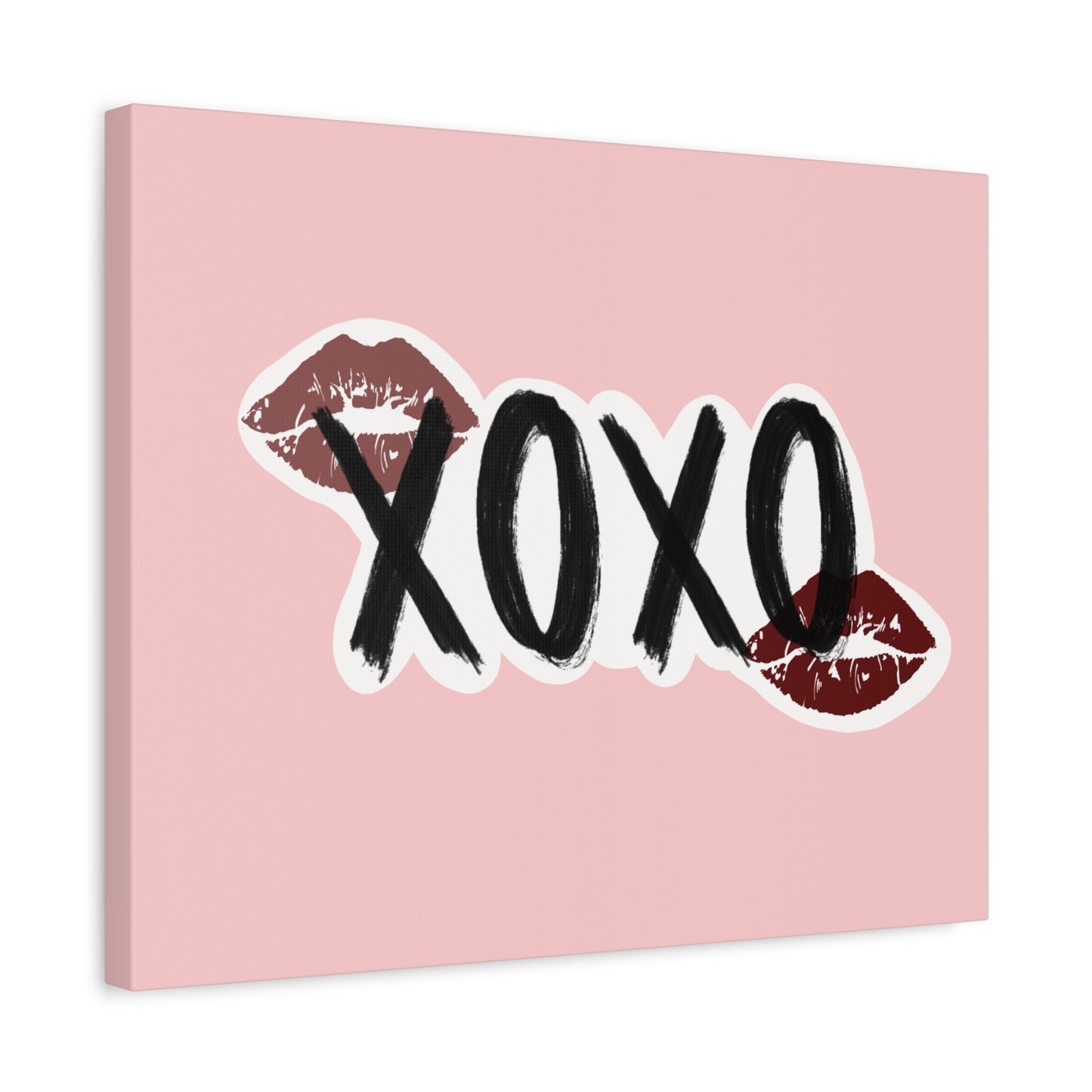 XOXO Kiss Wall Canvas — Pink Romantic Home Décor for Valentine’s Day