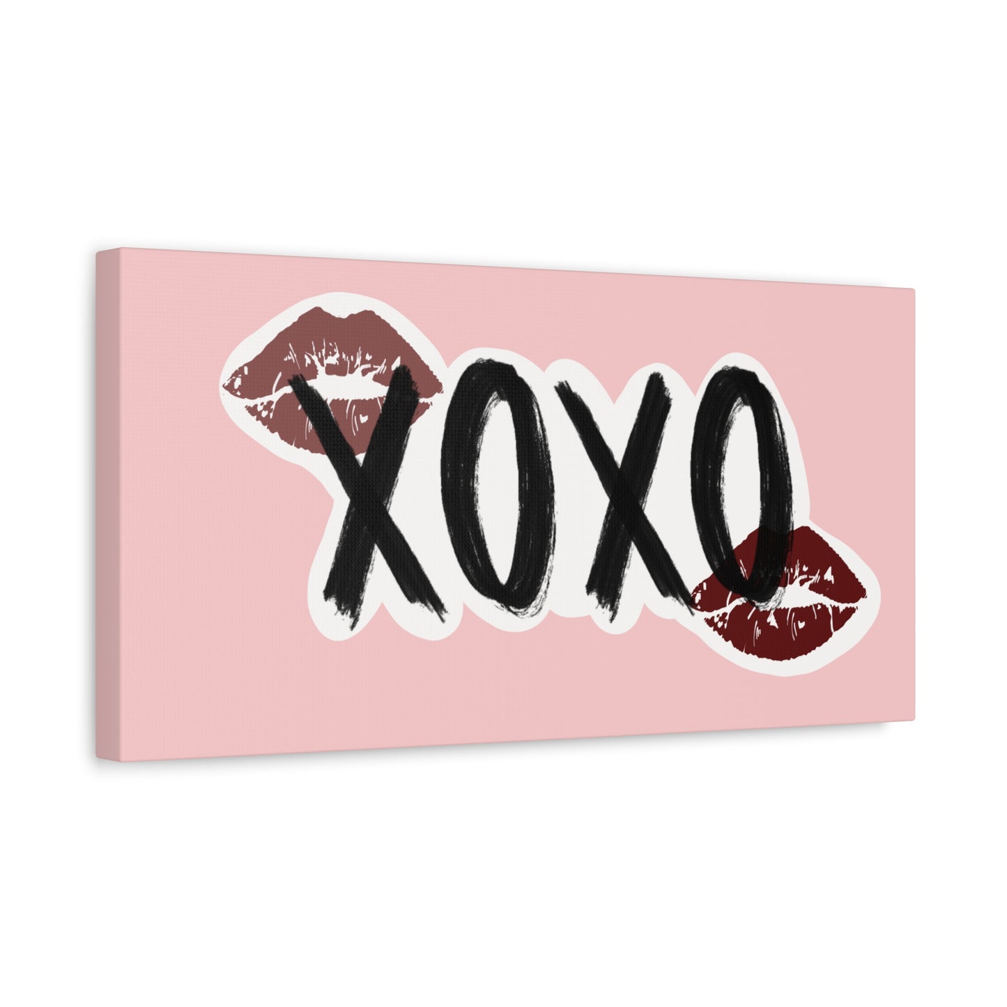 XOXO Kiss Wall Canvas — Pink Romantic Home Décor for Valentine’s Day