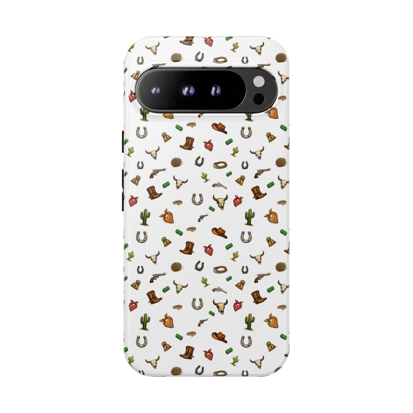 Western Pattern Phone Case — Cowboy Boots, Hats, Horseshoes & Cactus Tough Case