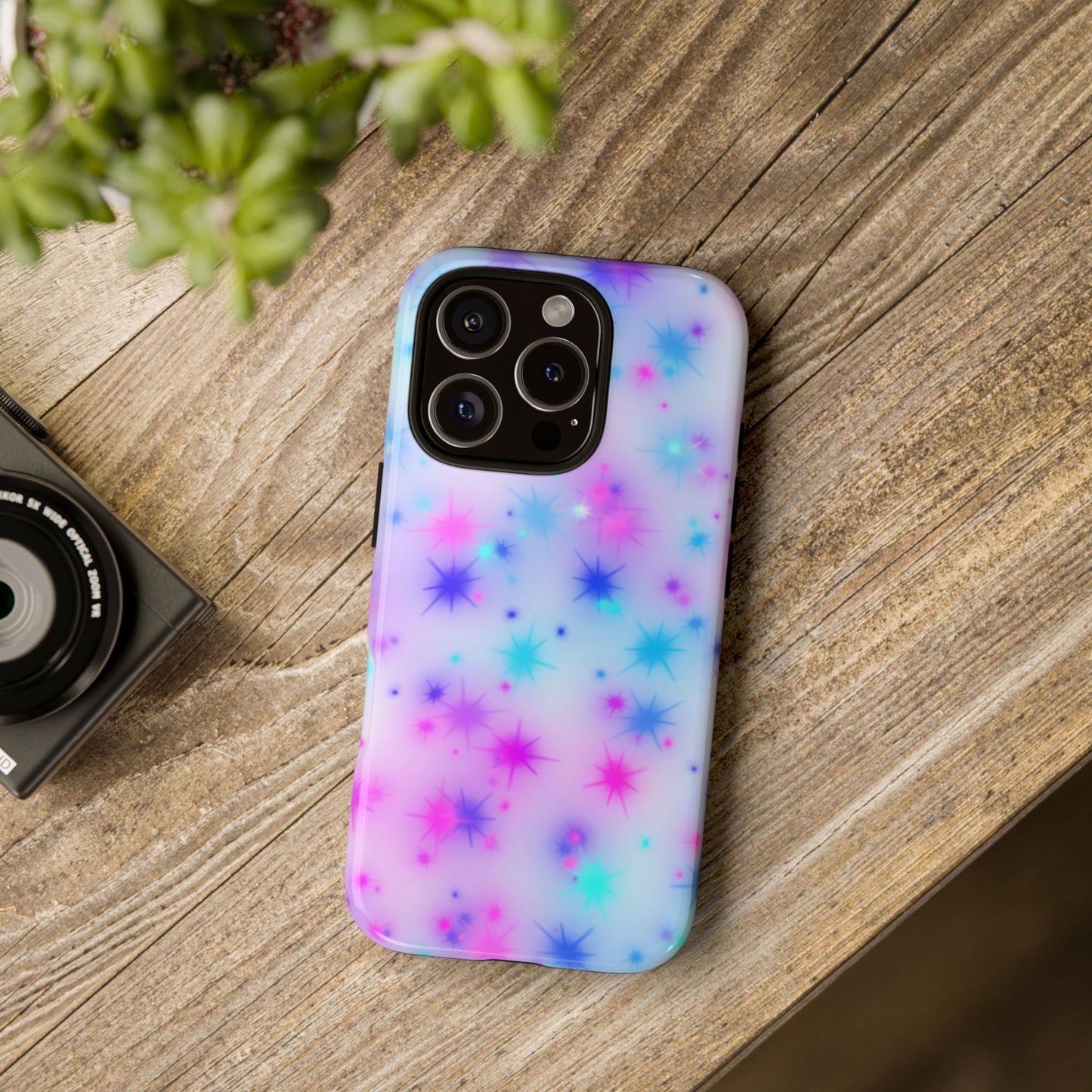 Galaxy Starburst Tough Phone Case — Pastel Pink & Blue Sparkle Protective Cover