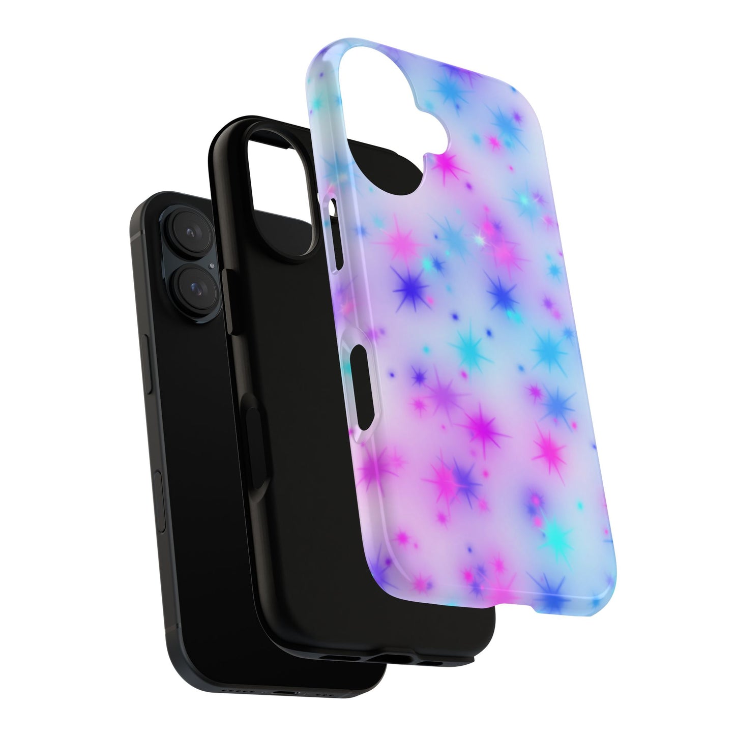 Galaxy Starburst Tough Phone Case — Pastel Pink & Blue Sparkle Protective Cover