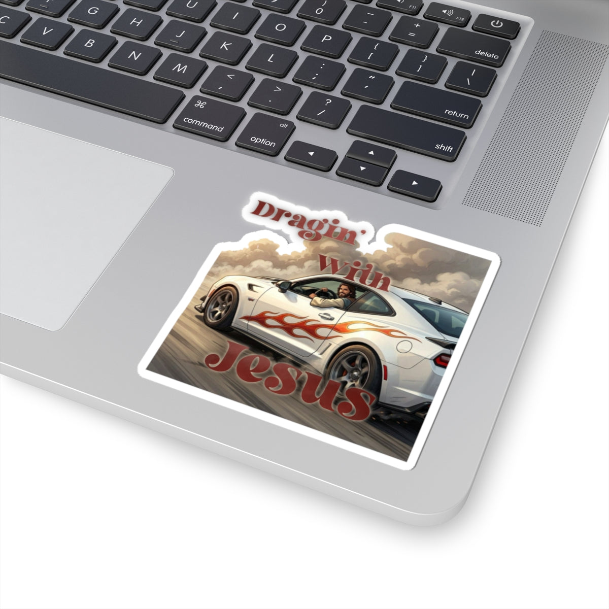 Kiss-Cut Sticker — "Dragin' with Jesus" Car & Faith Graphic