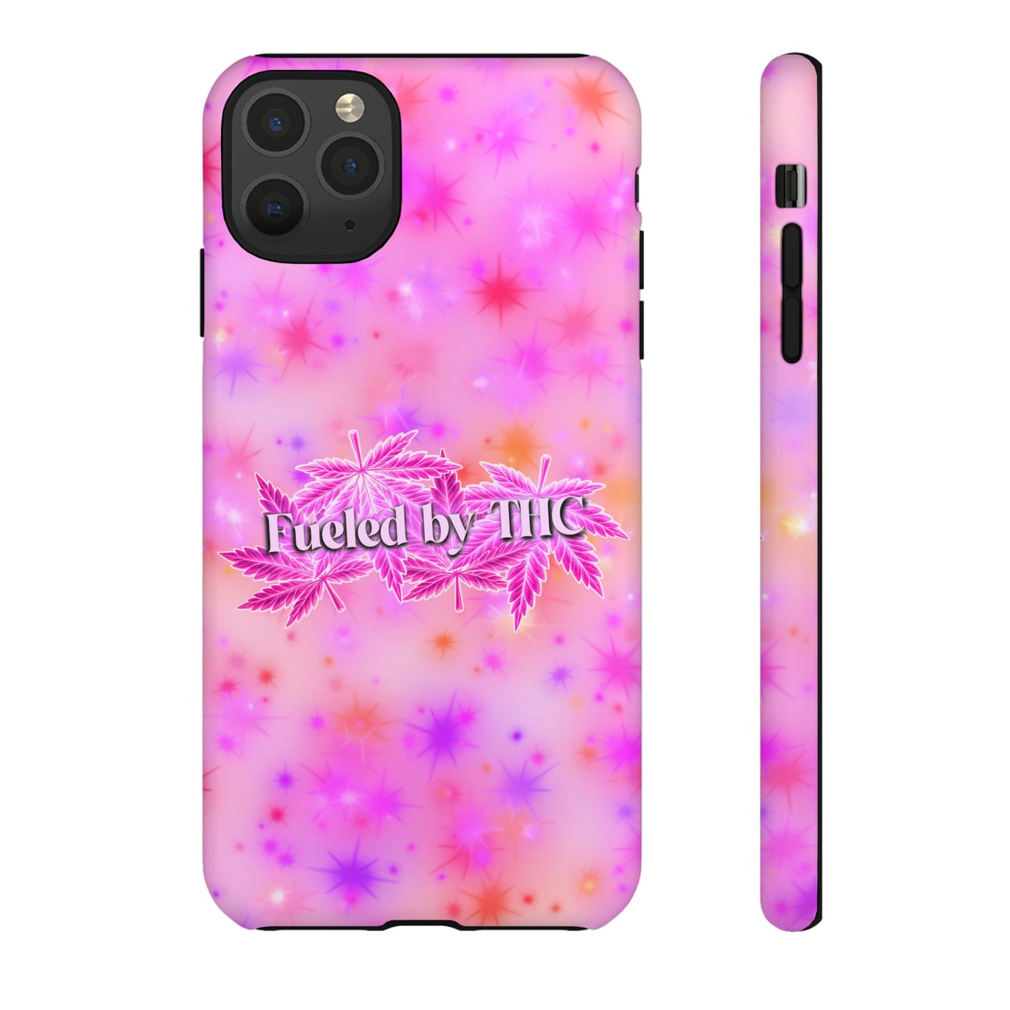 Fueled by THC Phone Case — Pink Cannabis Leaf Protective Case