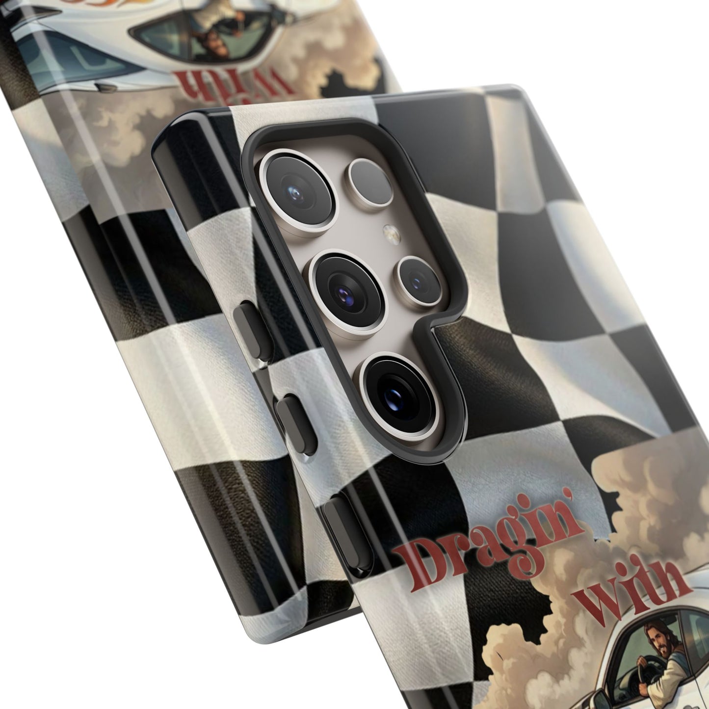 Phone Case — "Dragin' With Jesus" Racing Checkered flag - Samsung / Google phones