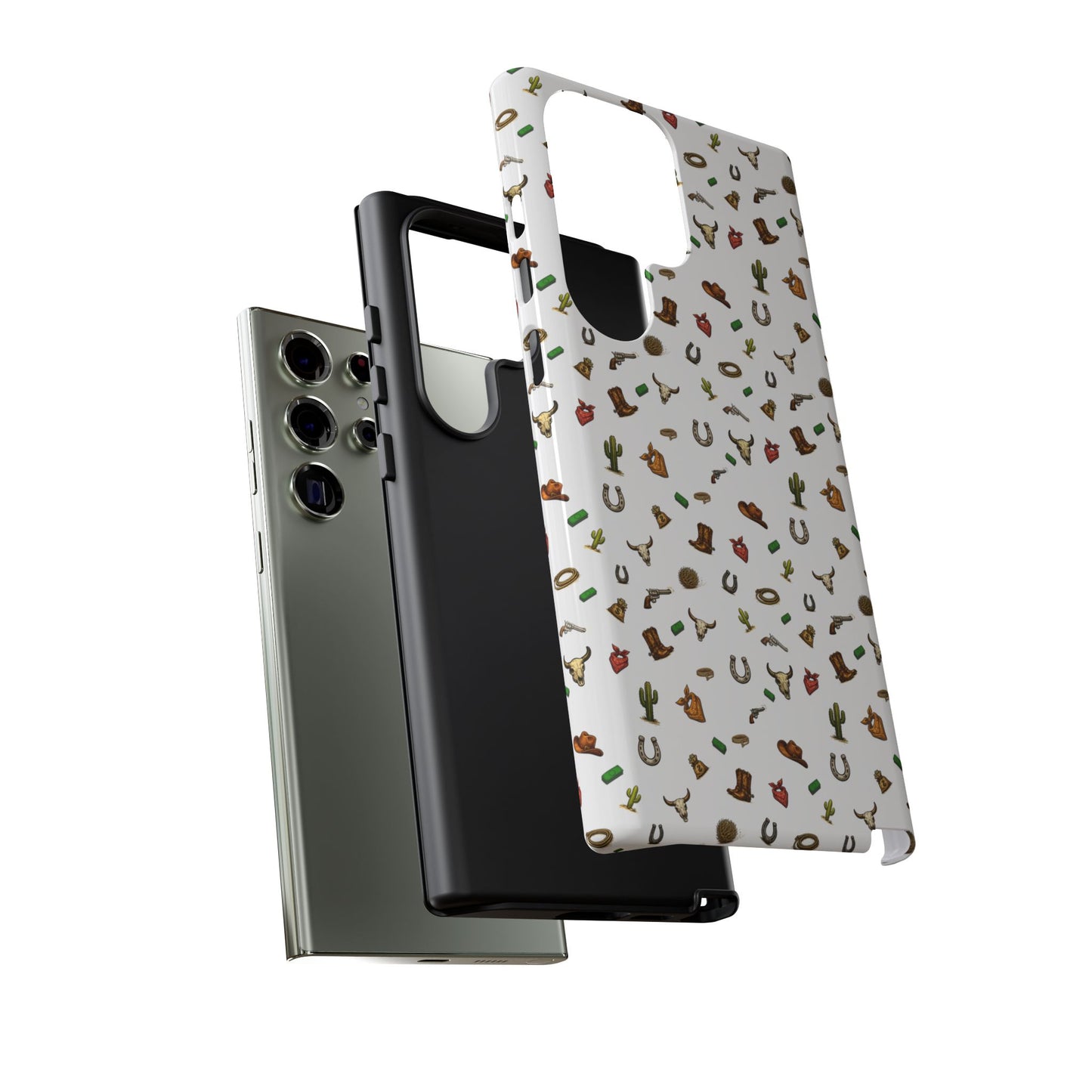 Western Pattern Phone Case — Cowboy Boots, Hats, Horseshoes & Cactus Tough Case
