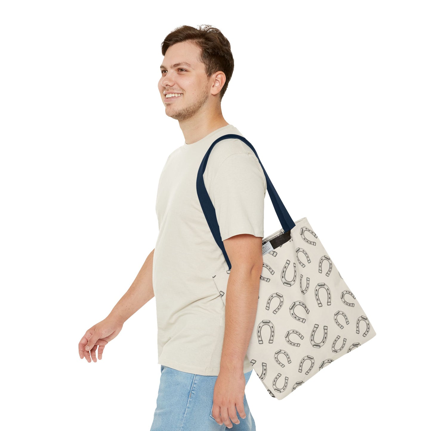 Horseshoe Pattern Tote Bag – Lucky Neutral Printed Canvas Tote