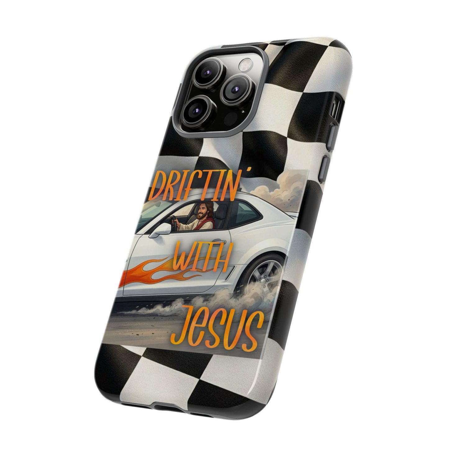 Phone Case — "Driftin' with Jesus" Racing Flag Design- iPhone