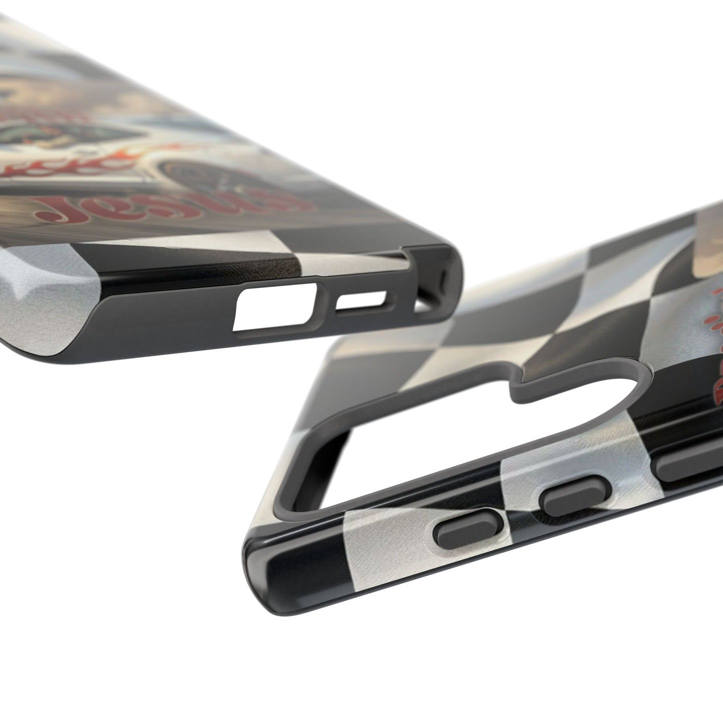 Phone Case — "Dragin' With Jesus" Racing Checkered flag - Samsung / Google phones