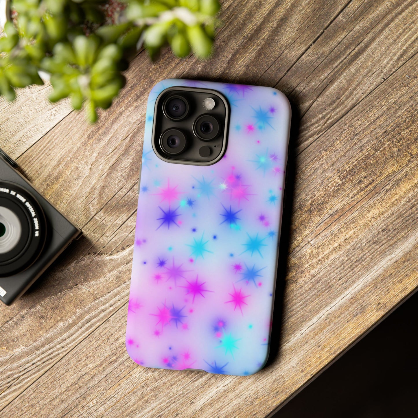 Galaxy Starburst Tough Phone Case — Pastel Pink & Blue Sparkle Protective Cover
