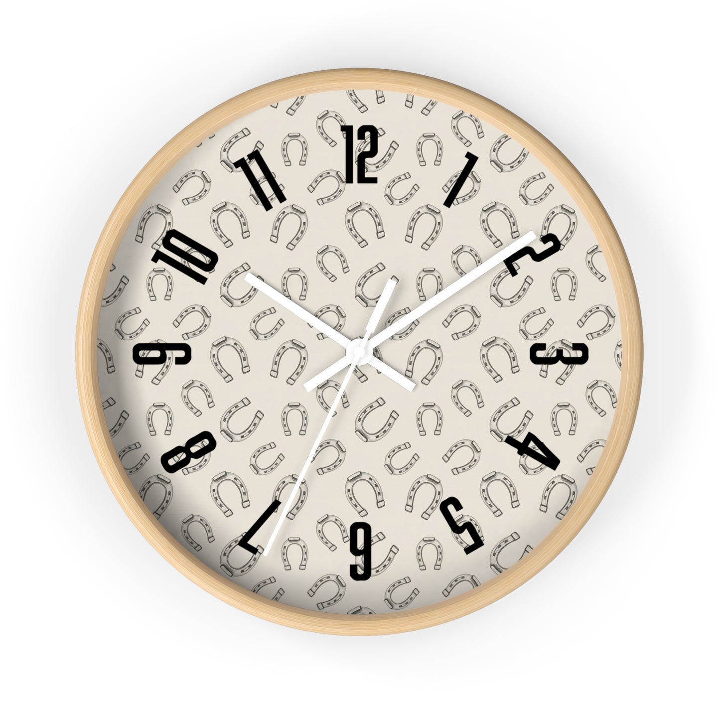 Horseshoe Pattern Wall Clock — Rustic Farmhouse Timepiece for Equestrian Lovers