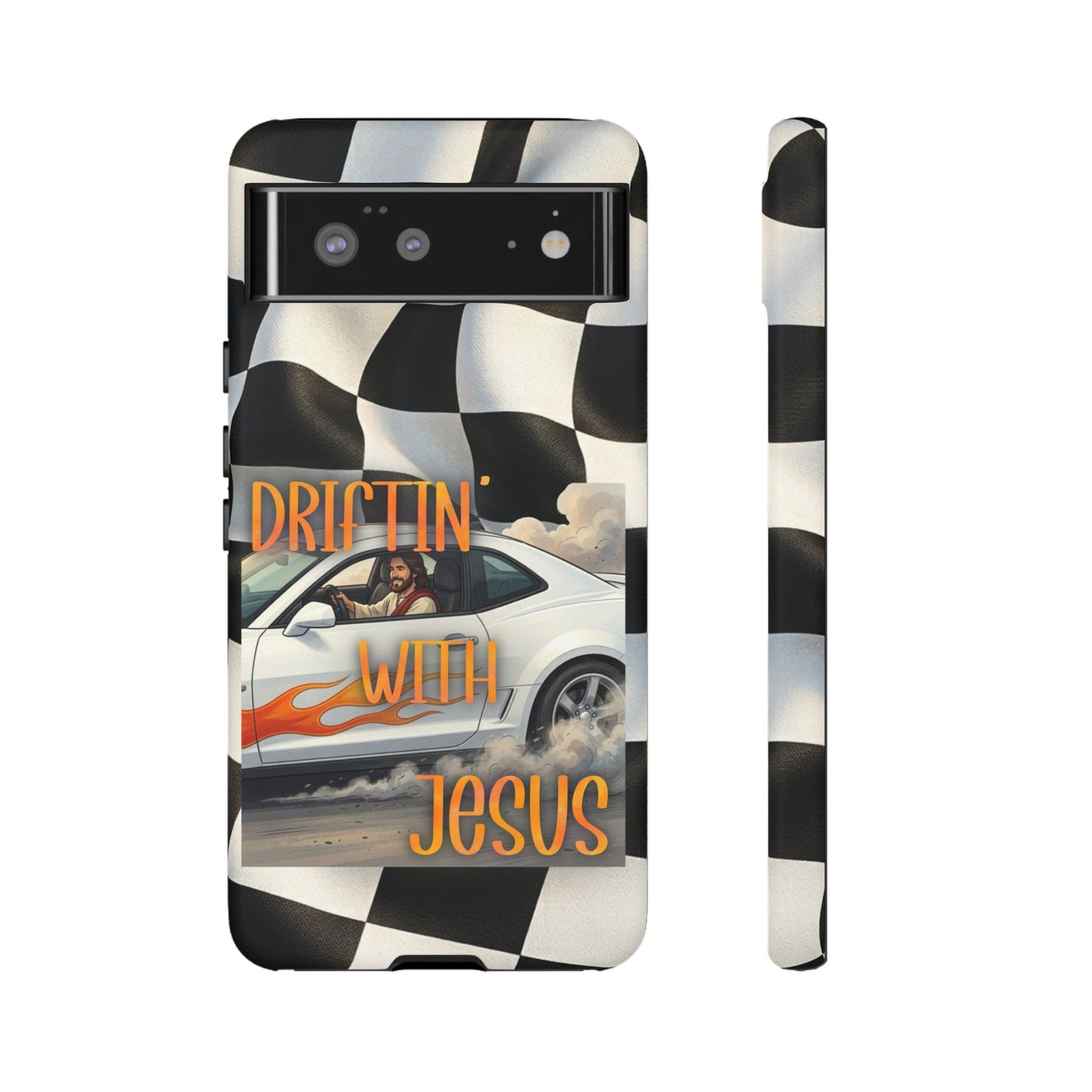 Phone Case — "Driftin' With Jesus" Racing Crosscheck Design - Samsung/ Google phones