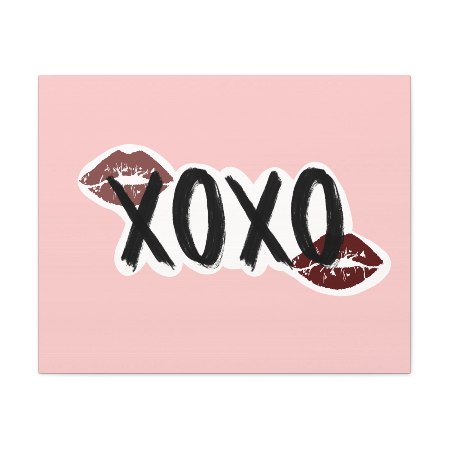 XOXO Kiss Wall Canvas — Pink Romantic Home Décor for Valentine’s Day