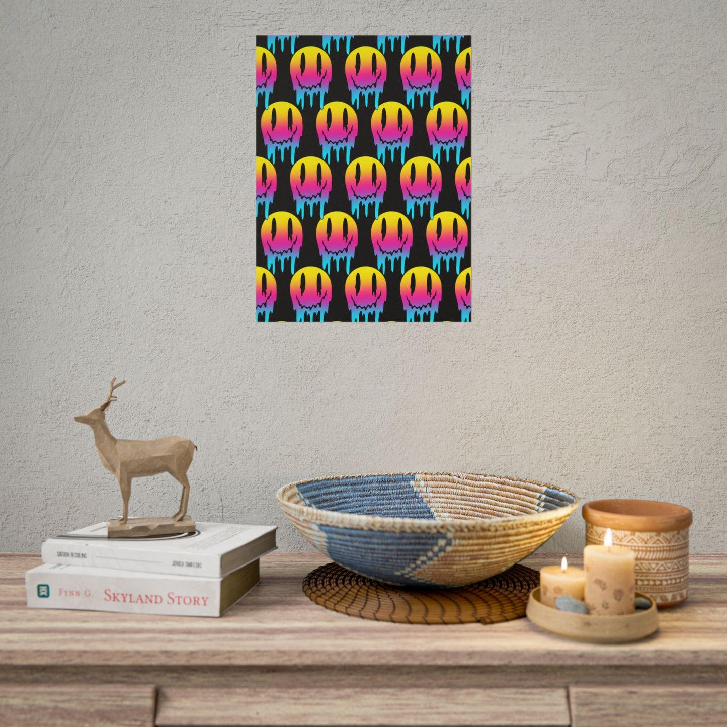 Neon Drip Smiley Poster