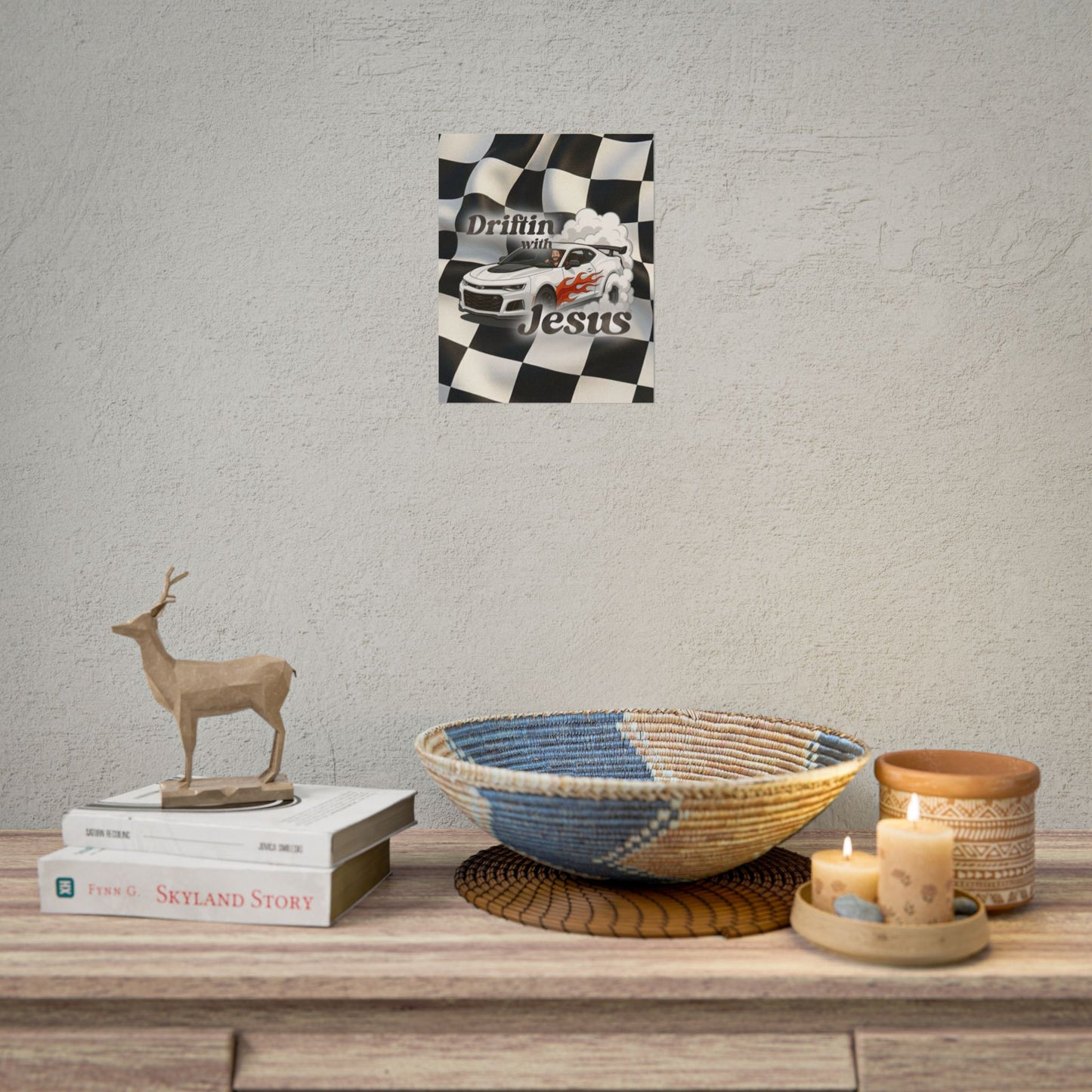 Rolled Poster — "Driftin' with Jesus" Racing Car Wall Art