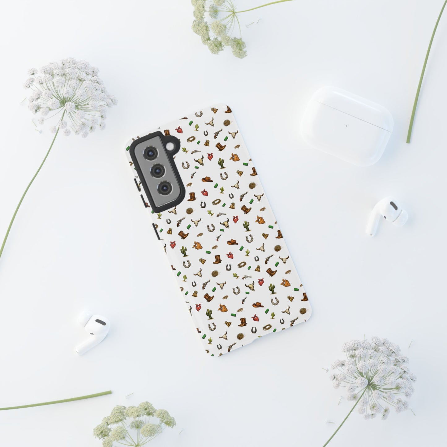 Western Pattern Phone Case — Cowboy Boots, Hats, Horseshoes & Cactus Tough Case