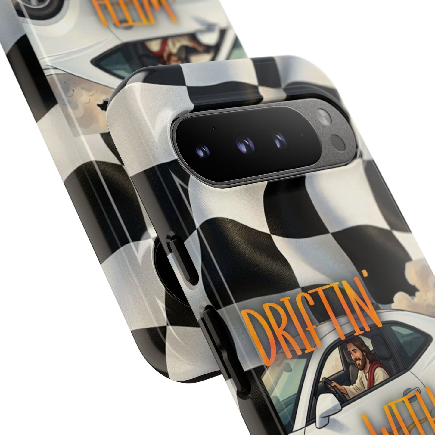 Phone Case — "Driftin' With Jesus" Racing Crosscheck Design - Samsung/ Google phones