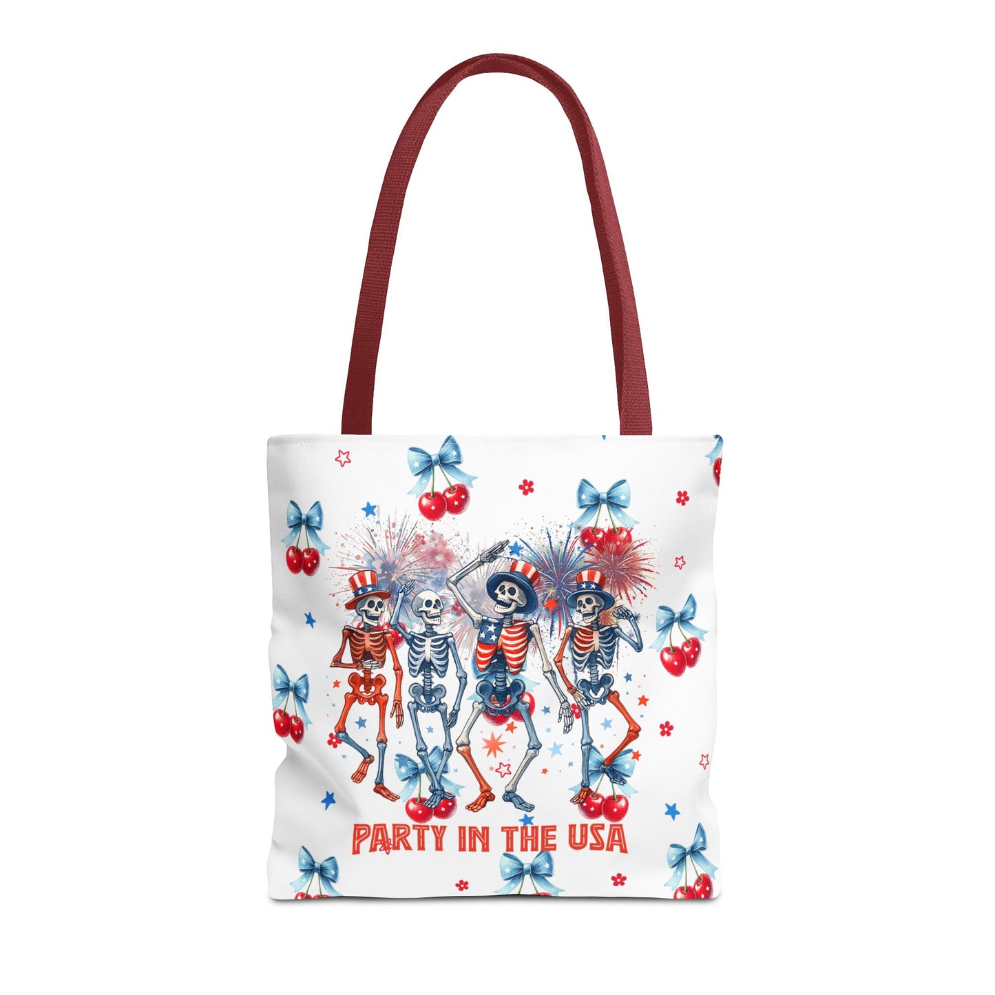 Patriotic Skeletons Tote Bag — "Party in the USA" 4th of July All-Over Print
